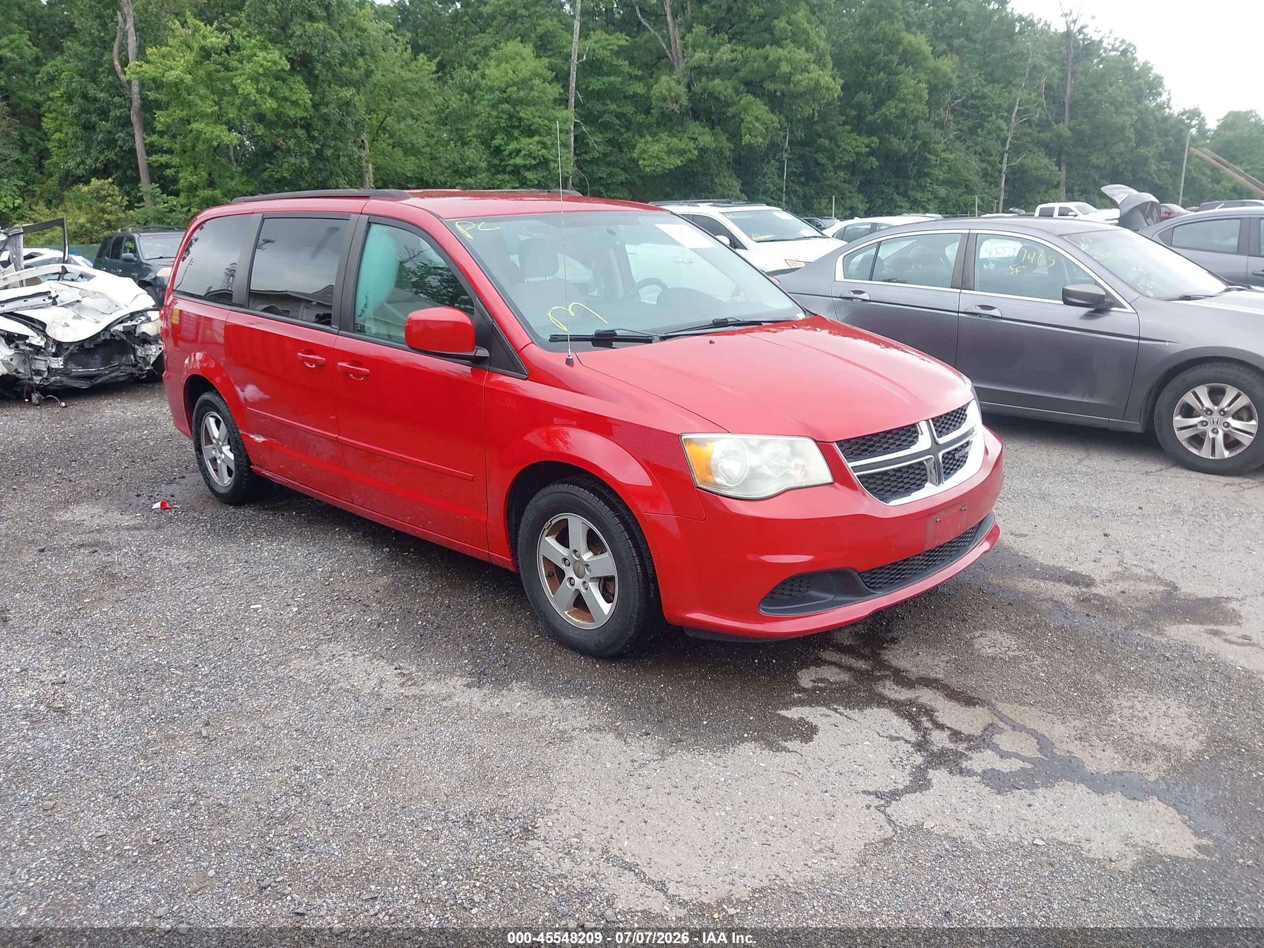 2012 Dodge Grand Caravan Sxt Red vin: 2C4RDGCG6CR249541