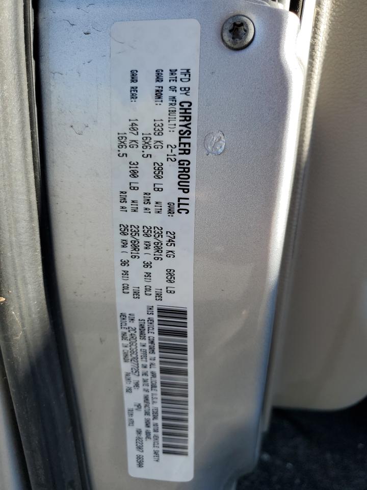 2012 Dodge Grand Caravan Sxt Silver vin: 2C4RDGCG6CR277257