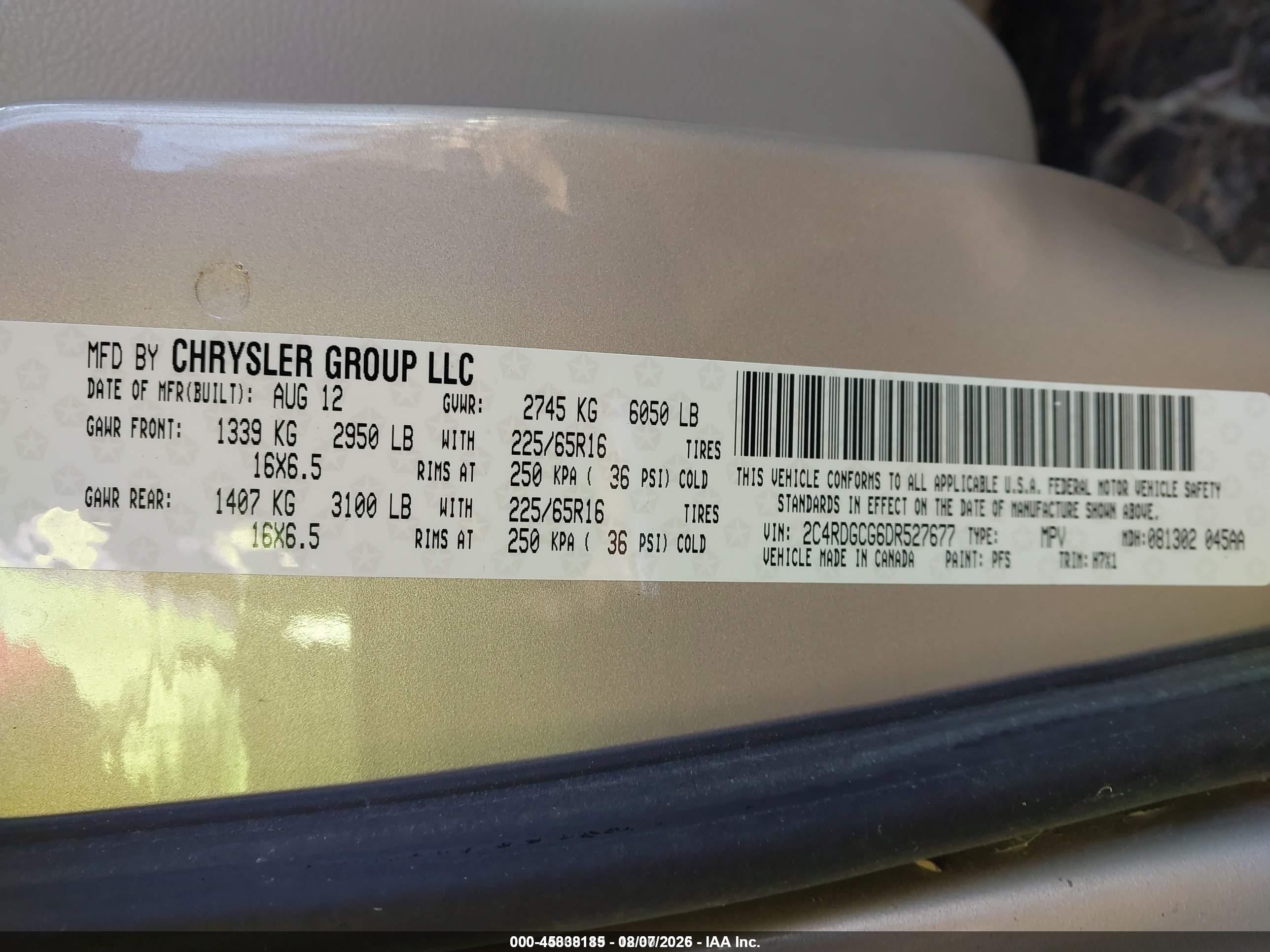 2013 Dodge Grand Caravan Sxt Gold vin: 2C4RDGCG6DR527677