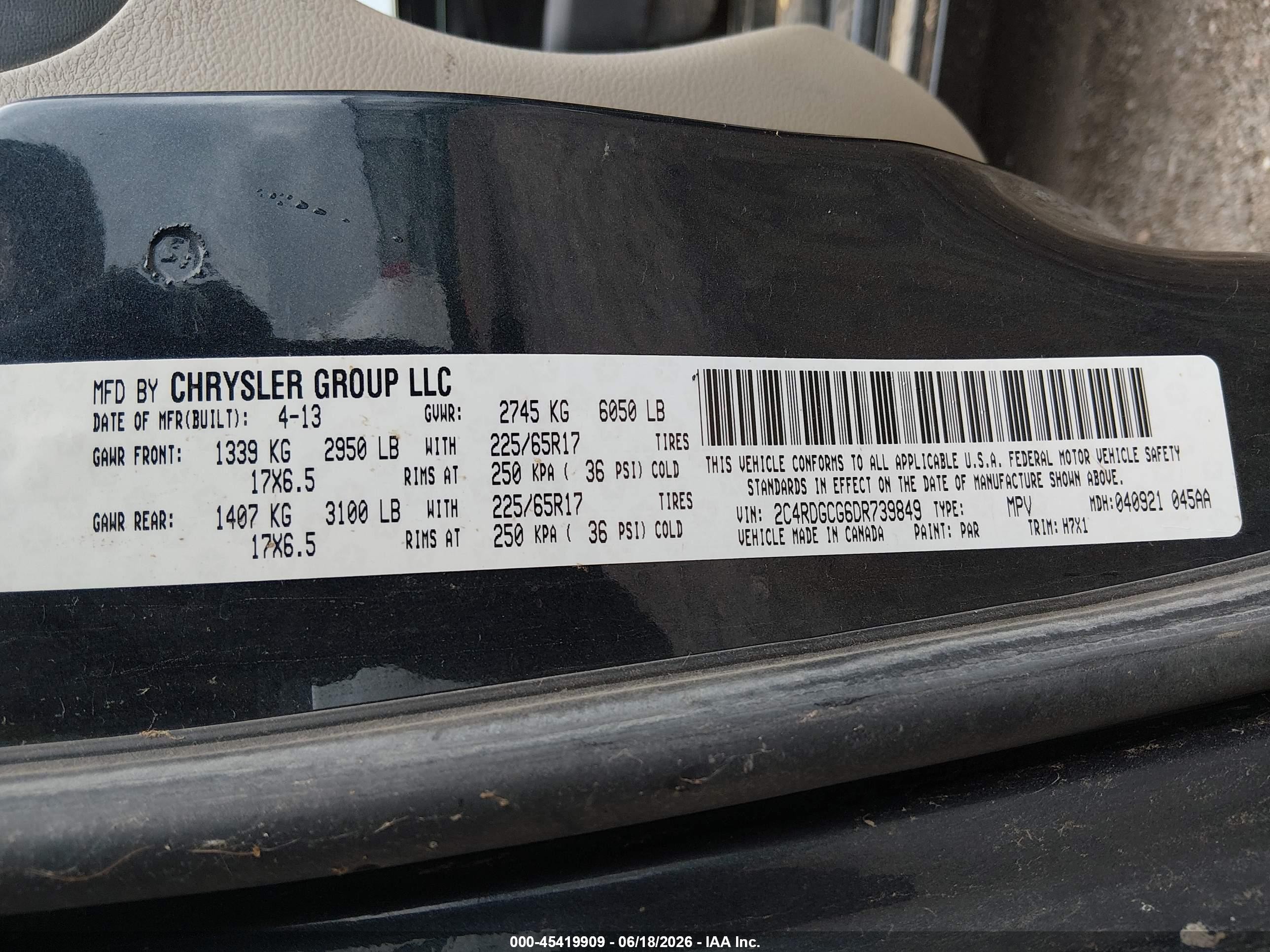 2013 Dodge Grand Caravan Sxt Dark Blue vin: 2C4RDGCG6DR739849