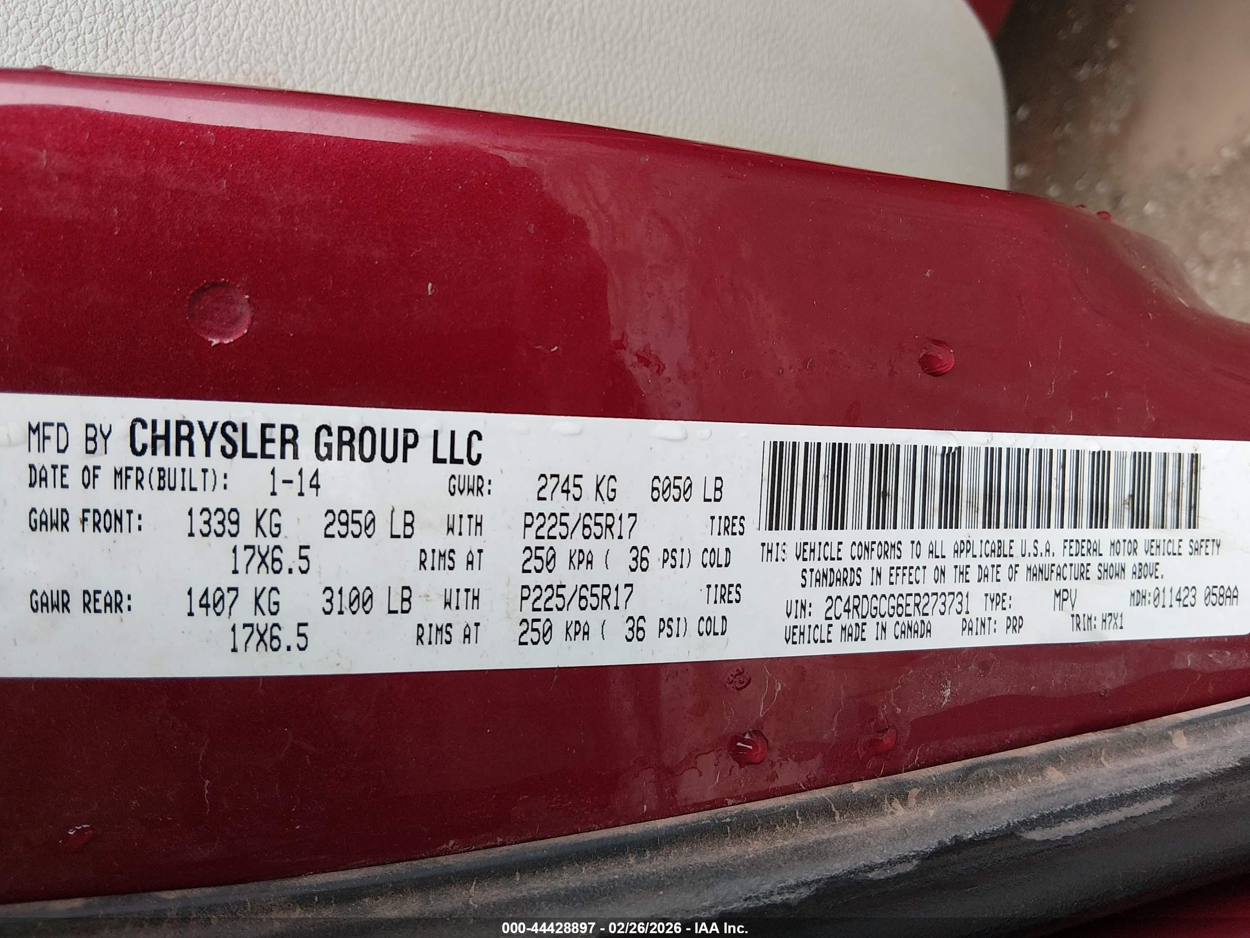 2014 Dodge Grand Caravan Sxt Красный vin: 2C4RDGCG6ER273731