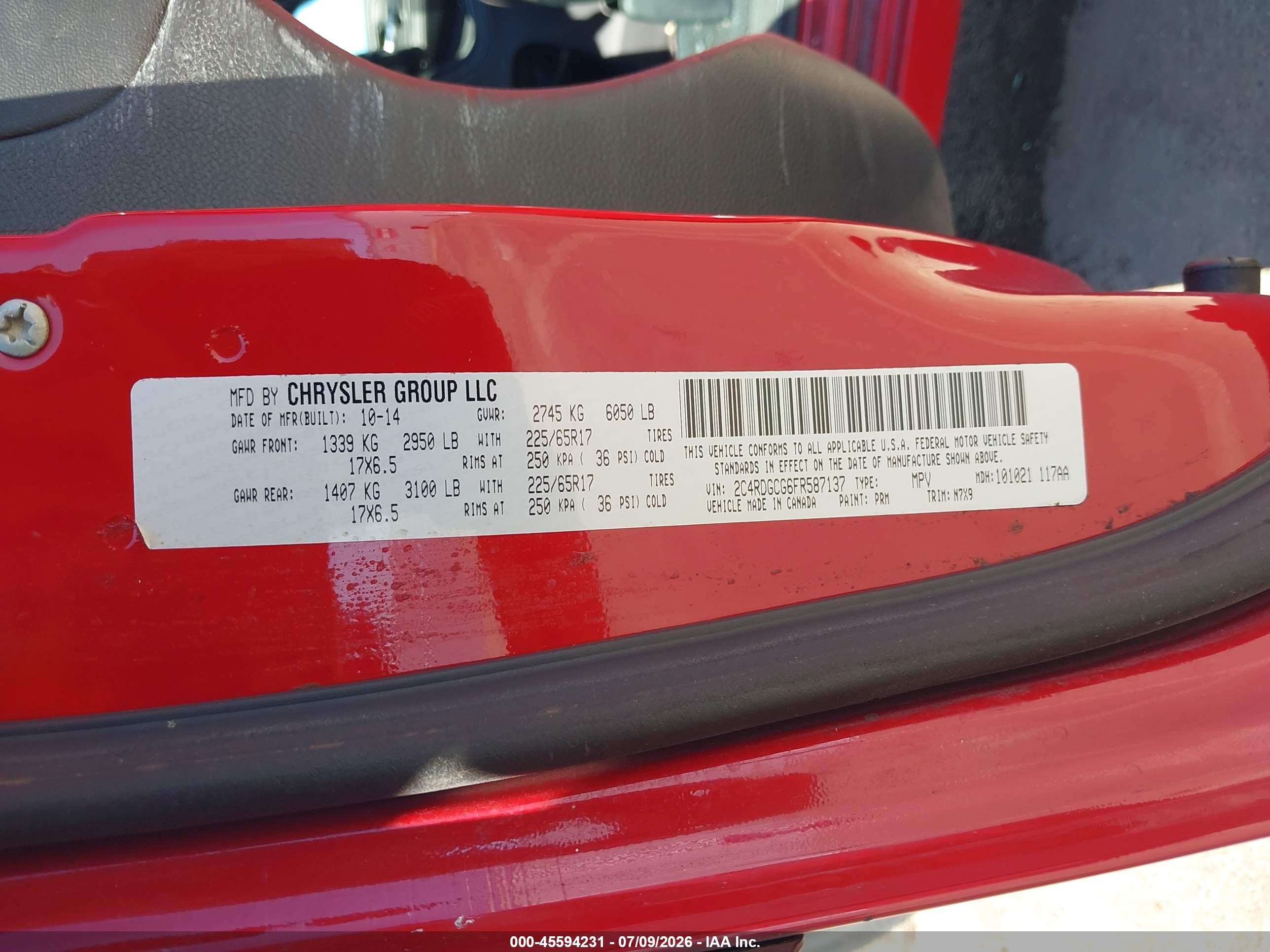 2015 Dodge Grand Caravan Sxt Red vin: 2C4RDGCG6FR587137