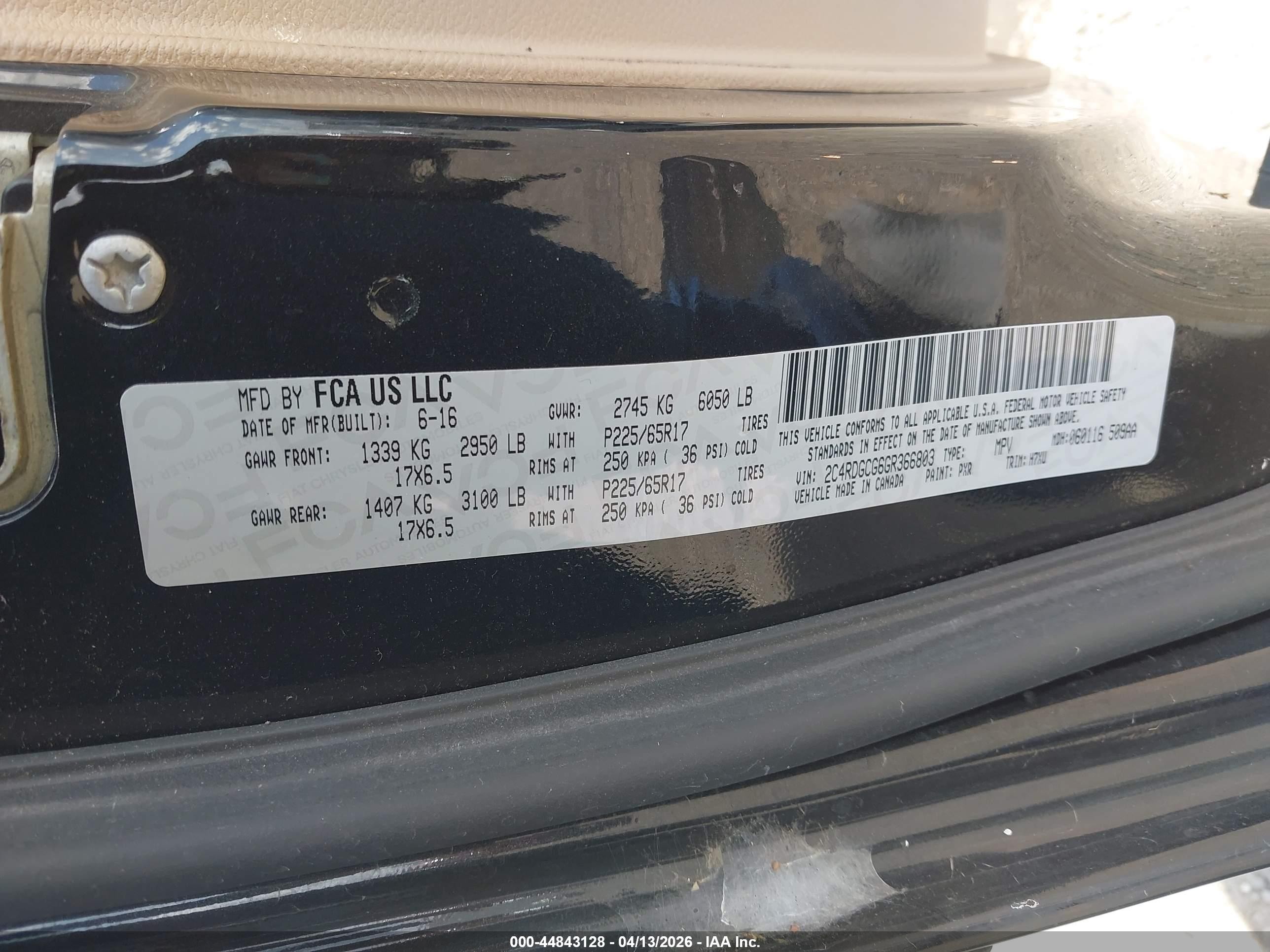 2016 Dodge Grand Caravan Sxt Black vin: 2C4RDGCG6GR366803