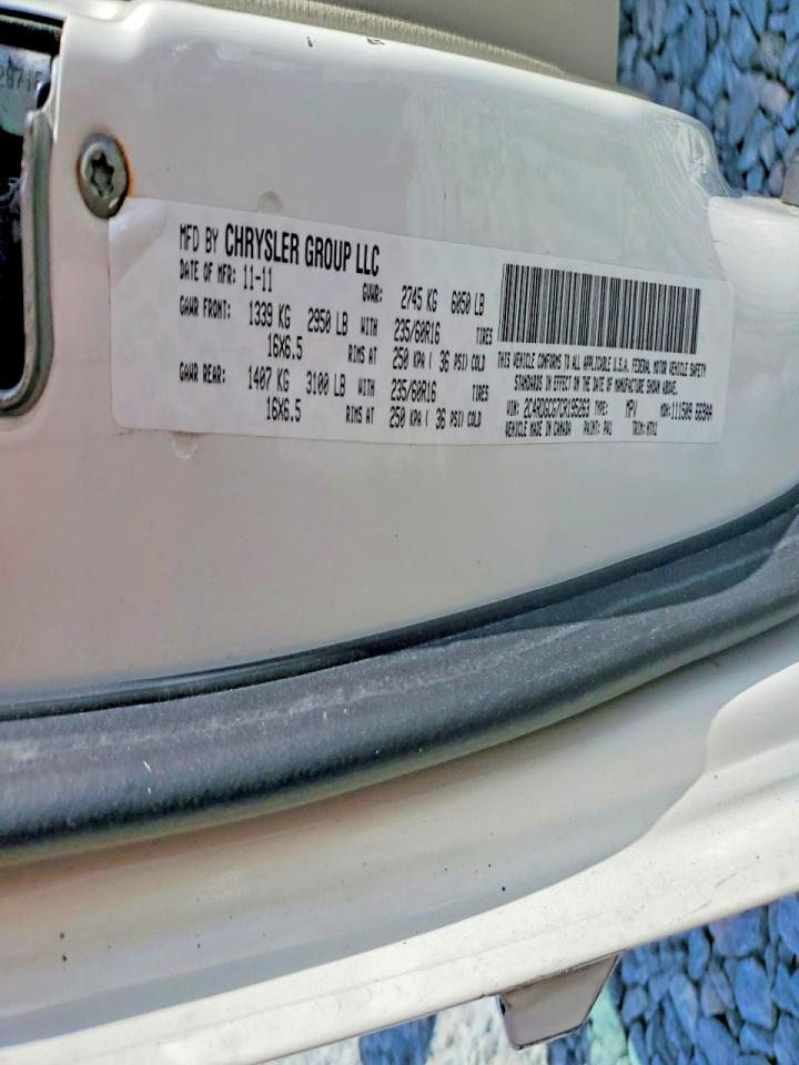 2012 Dodge Grand Caravan Sxt White vin: 2C4RDGCG7CR195263