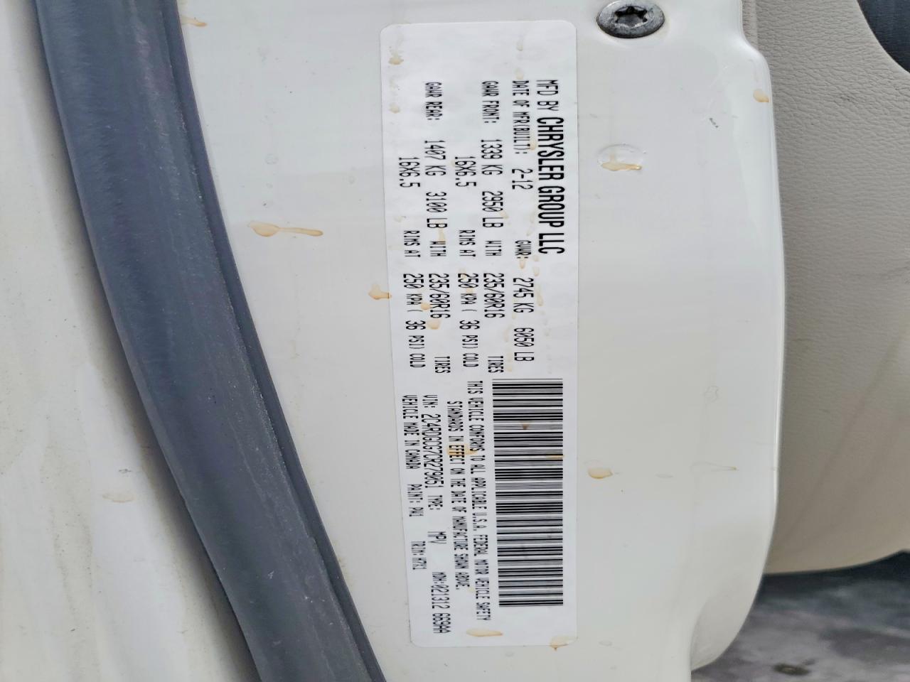 2012 Dodge Grand Caravan Sxt White vin: 2C4RDGCG7CR279051