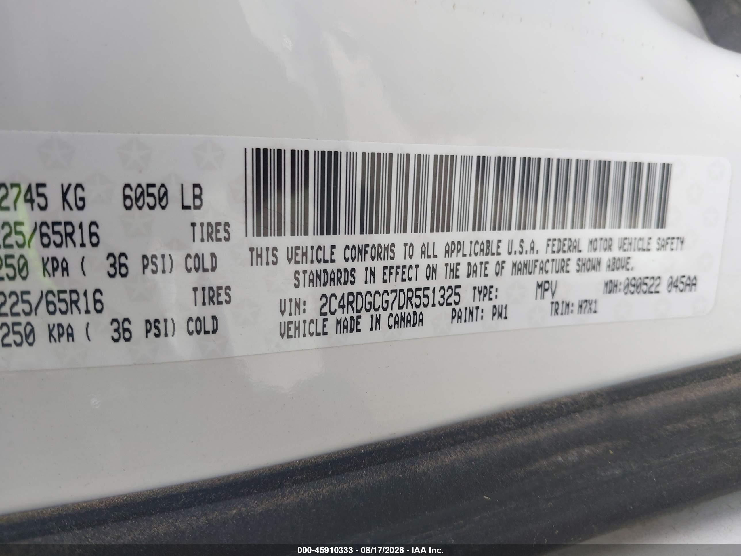 2013 Dodge Grand Caravan Sxt Белый vin: 2C4RDGCG7DR551325
