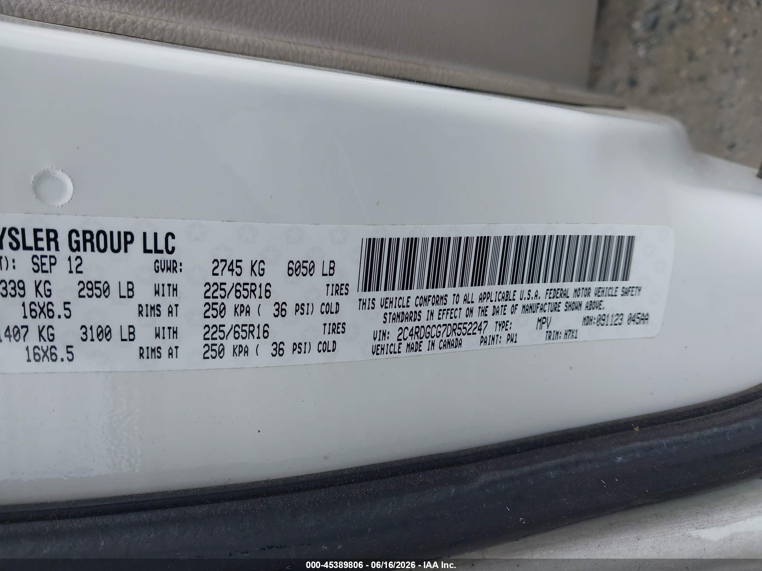 2013 Dodge Grand Caravan Sxt White vin: 2C4RDGCG7DR552247