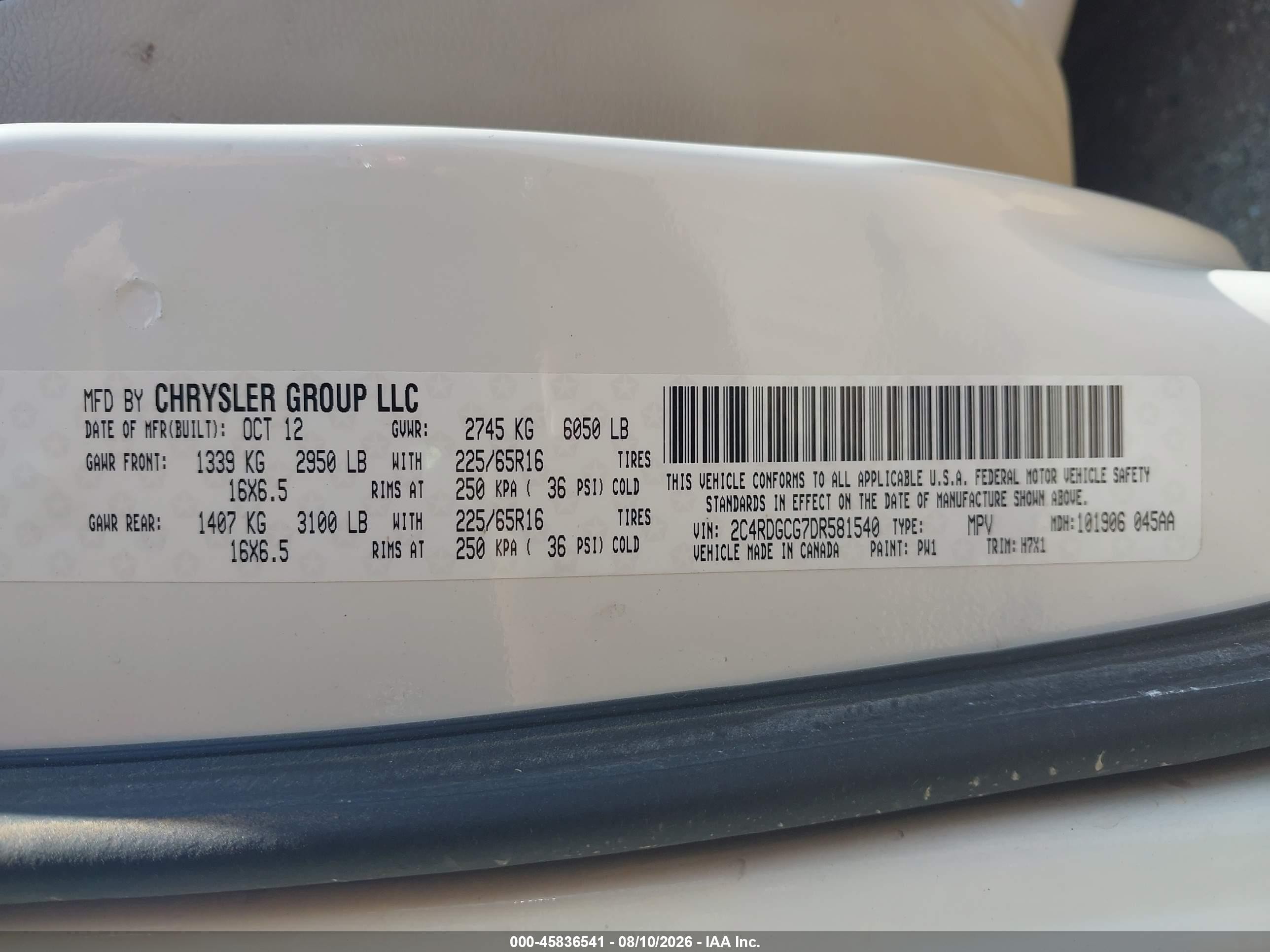 2013 Dodge Grand Caravan Sxt White vin: 2C4RDGCG7DR581540