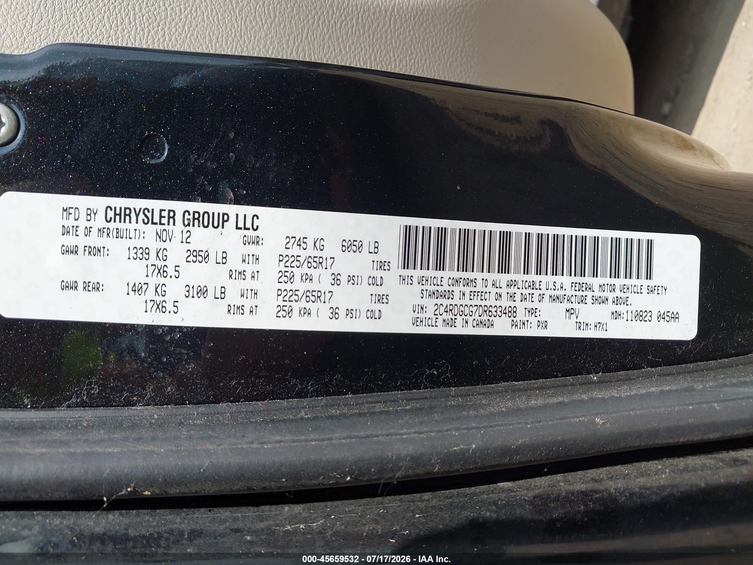 2013 Dodge Grand Caravan Sxt Черный vin: 2C4RDGCG7DR633488