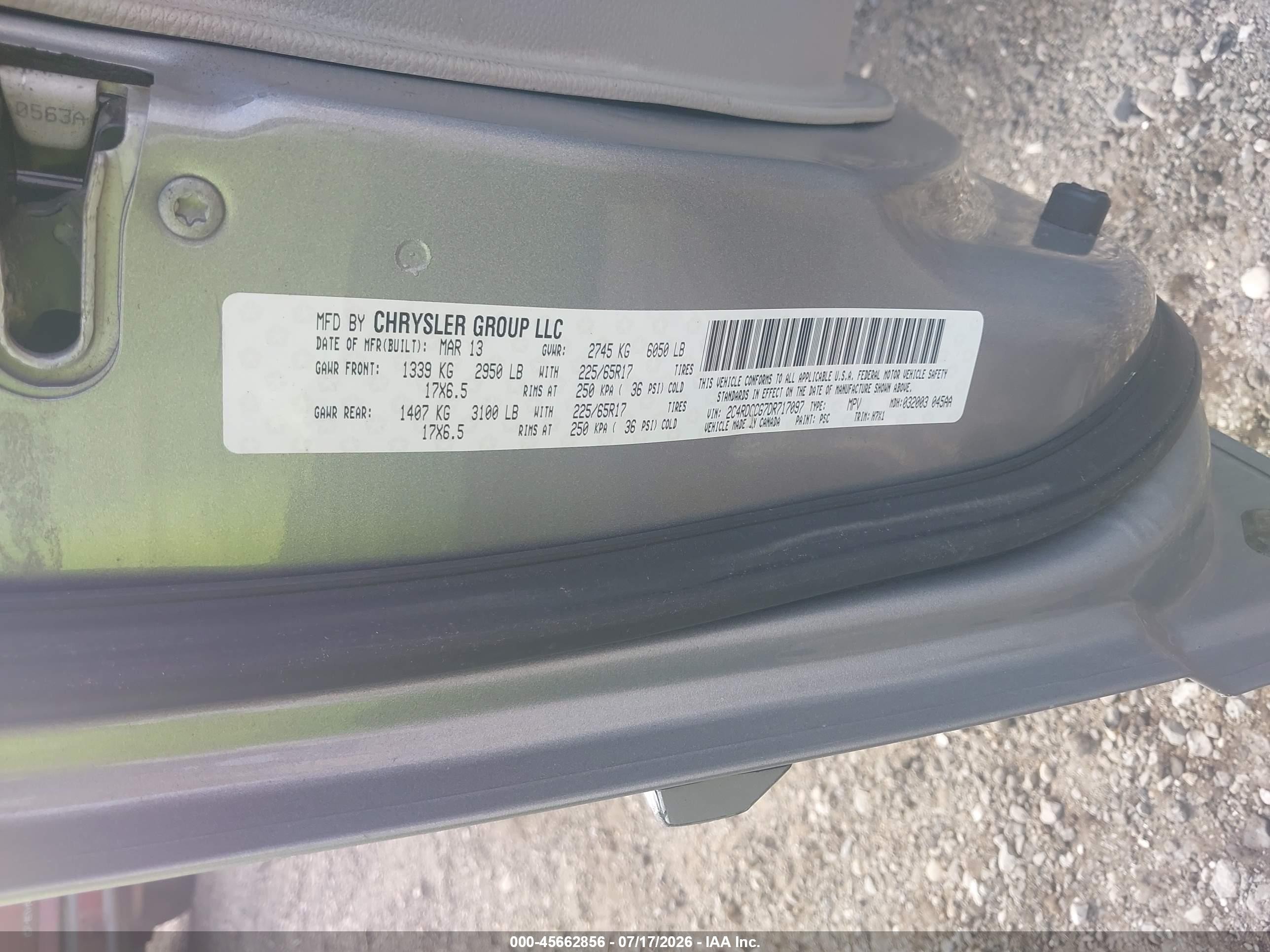 2013 Dodge Grand Caravan Sxt Gray vin: 2C4RDGCG7DR717097