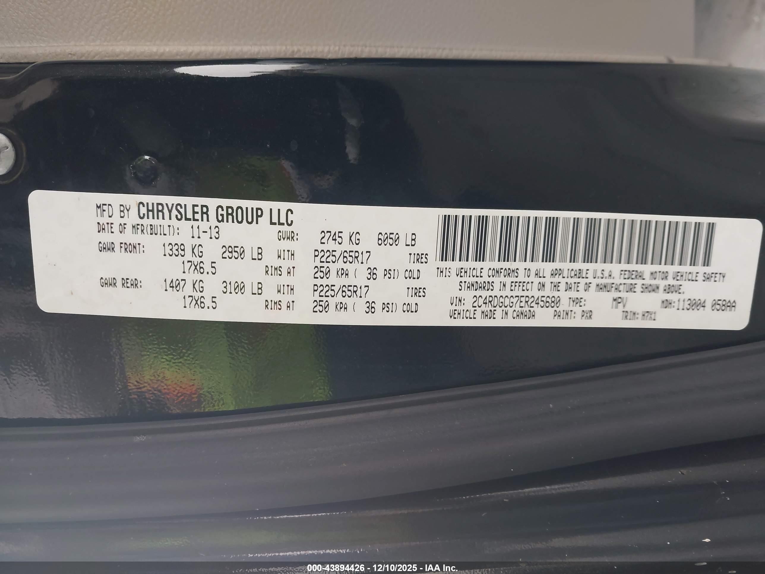 2014 Dodge Grand Caravan Sxt Black vin: 2C4RDGCG7ER245680