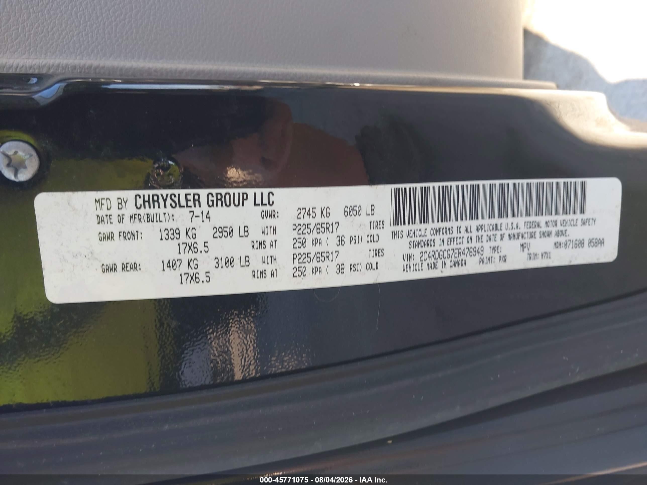 2014 Dodge Grand Caravan Sxt Black vin: 2C4RDGCG7ER476949