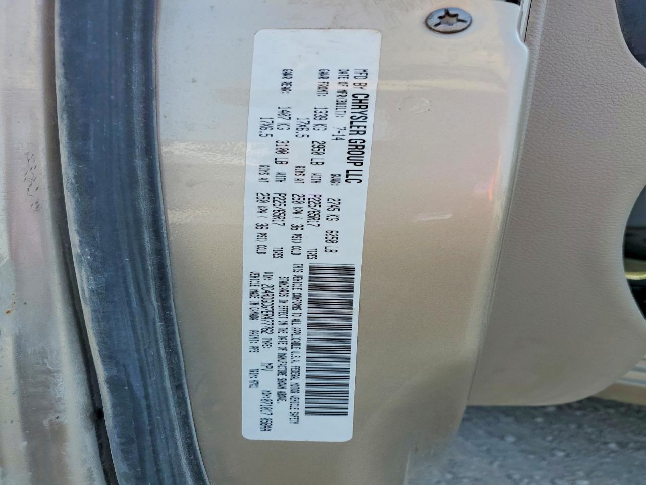 2014 Dodge Grand Caravan Sxt Gold vin: 2C4RDGCG7ER477762