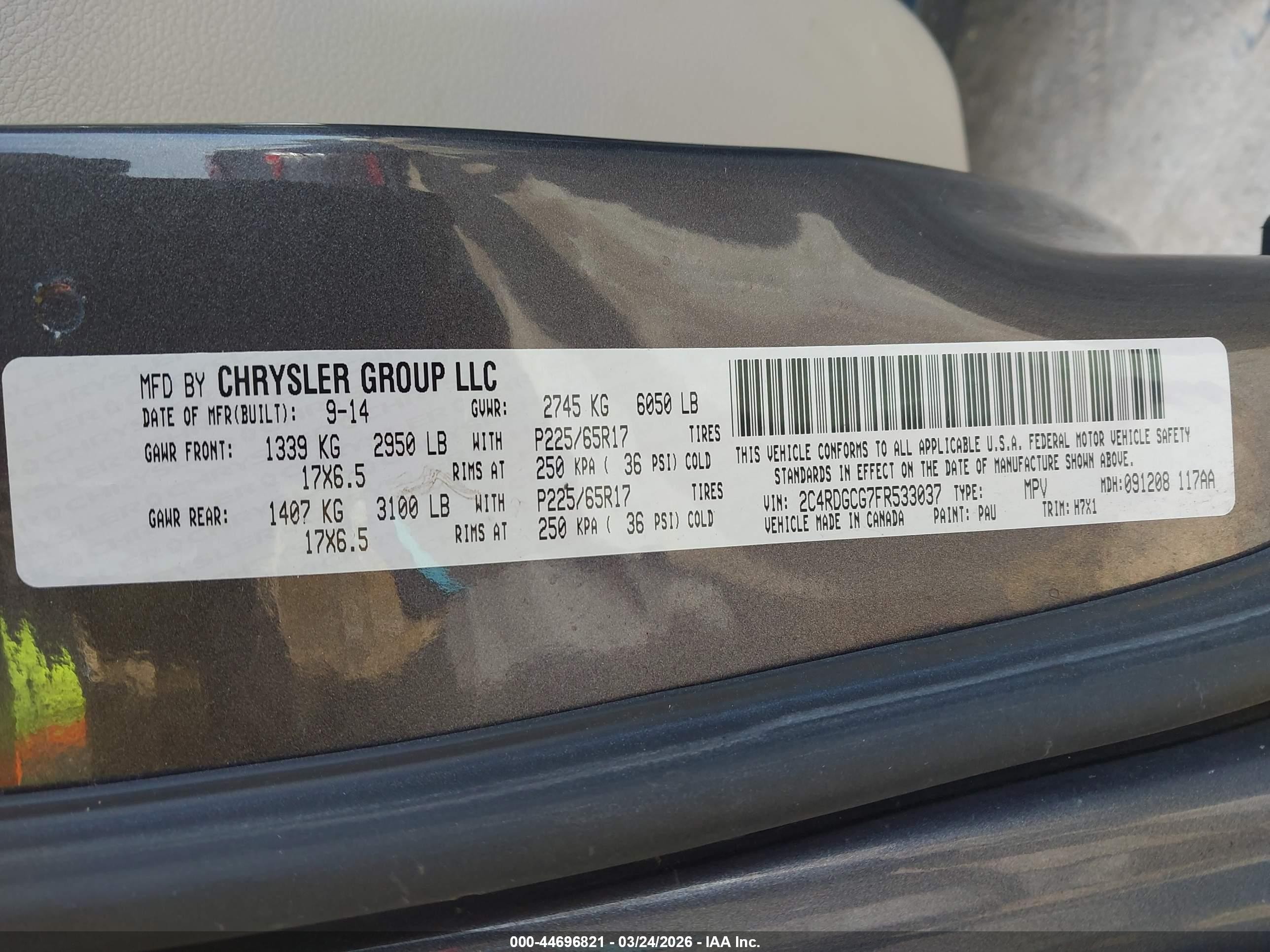 2015 Dodge Grand Caravan Sxt Gray vin: 2C4RDGCG7FR533037