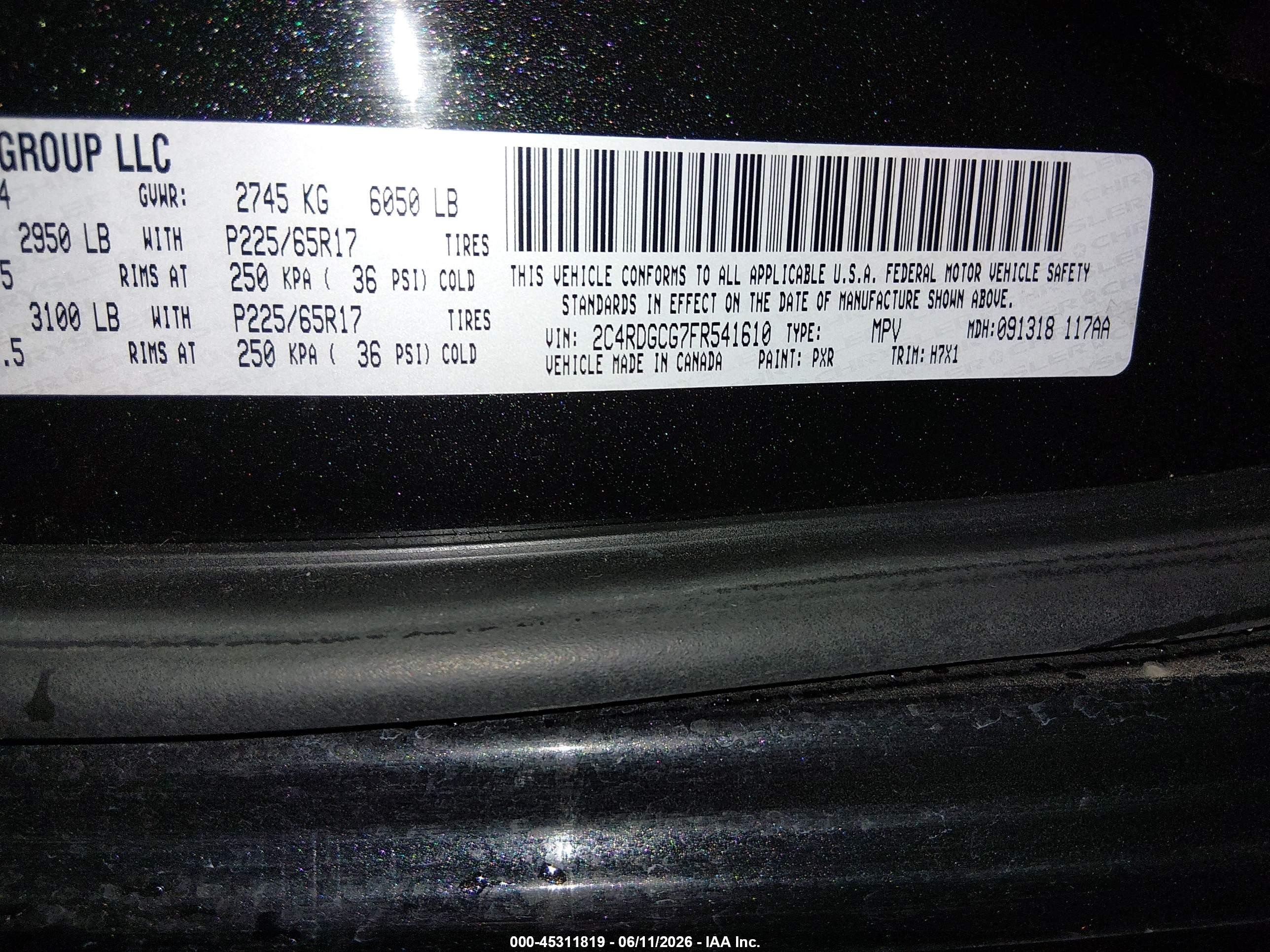 2015 Dodge Grand Caravan Sxt Black vin: 2C4RDGCG7FR541610
