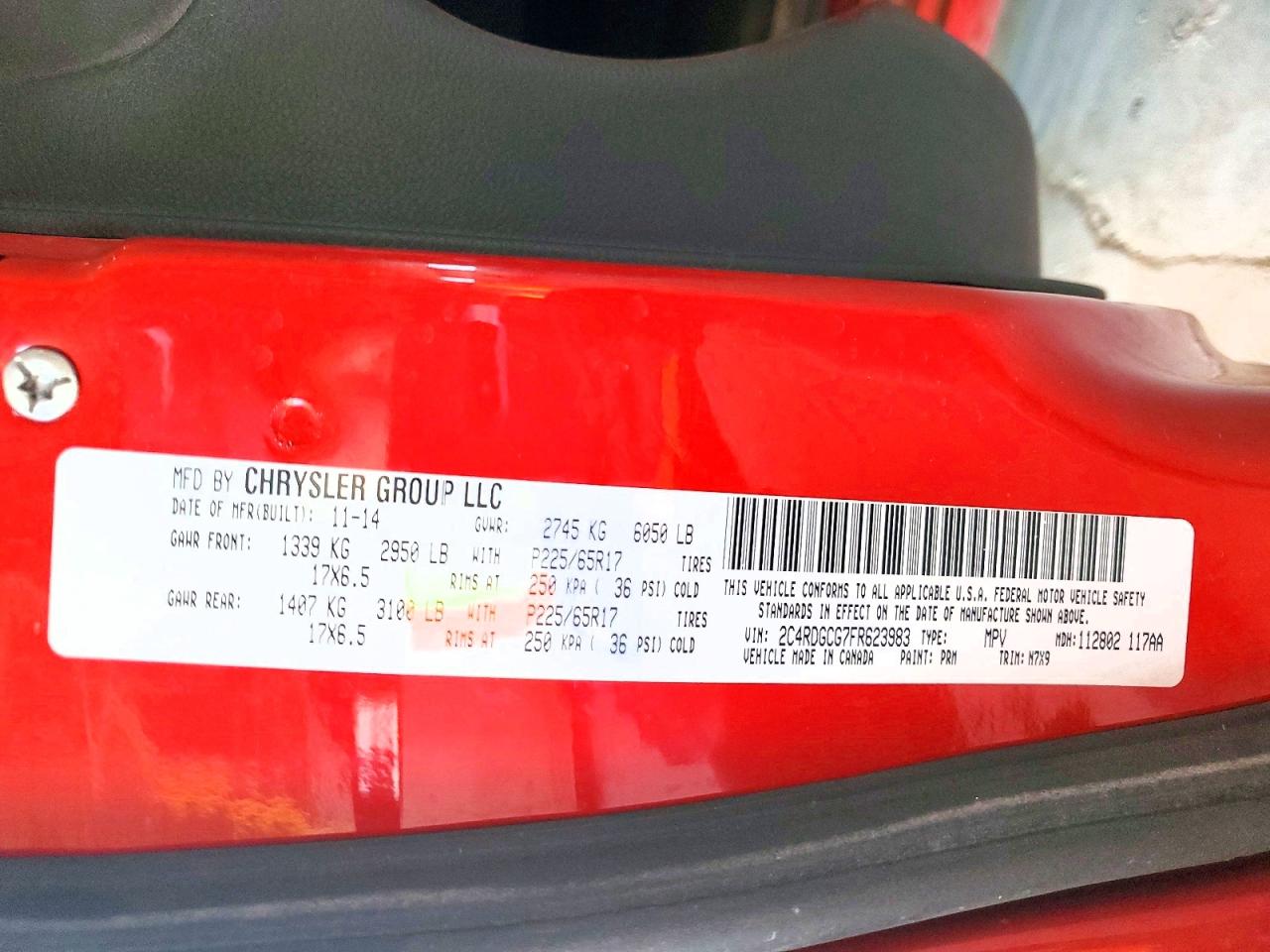 2015 Dodge Grand Caravan Sxt Red vin: 2C4RDGCG7FR623983