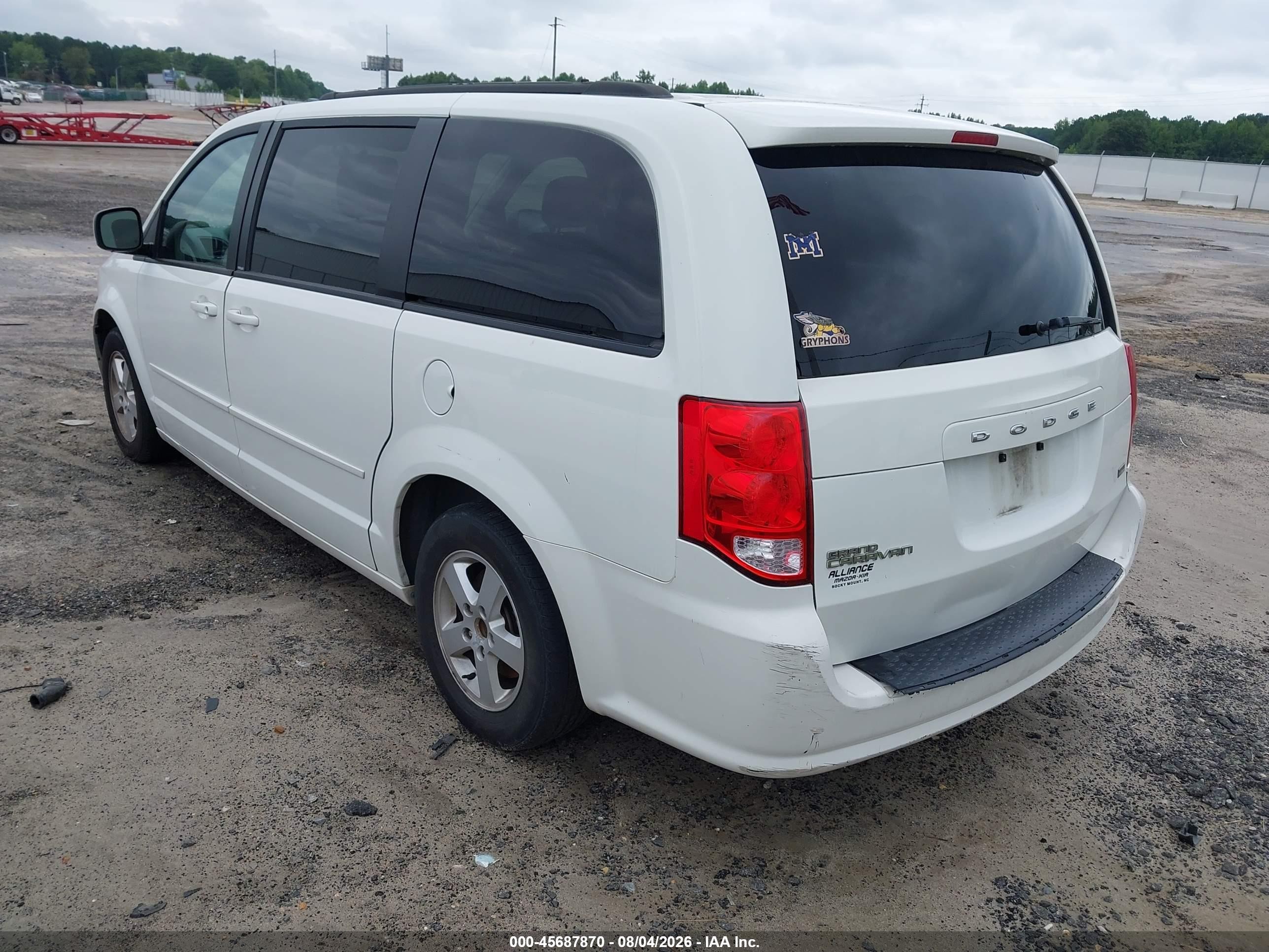 2012 Dodge Grand Caravan Sxt White vin: 2C4RDGCG8CR296246