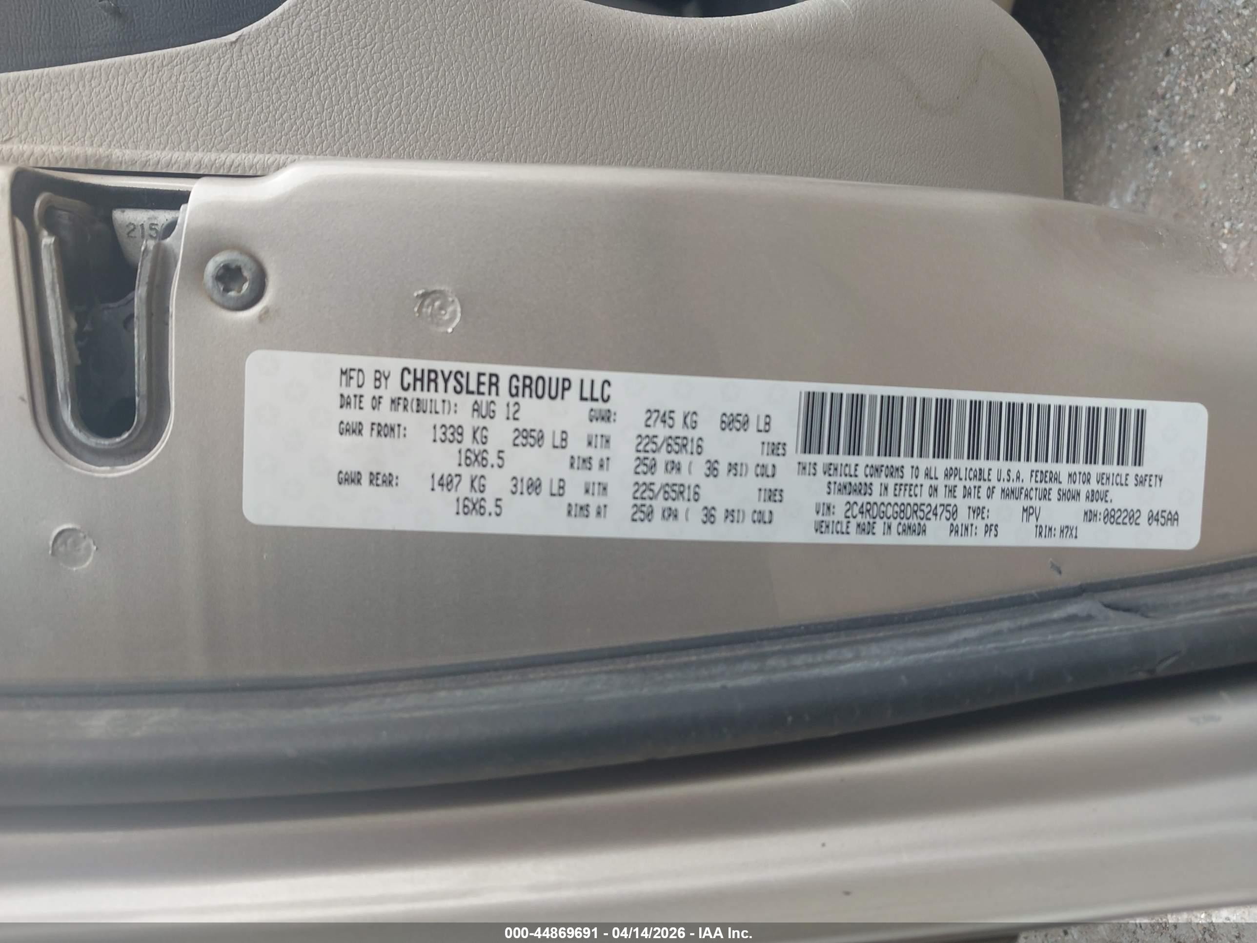 2013 Dodge Grand Caravan Sxt Gold vin: 2C4RDGCG8DR524750