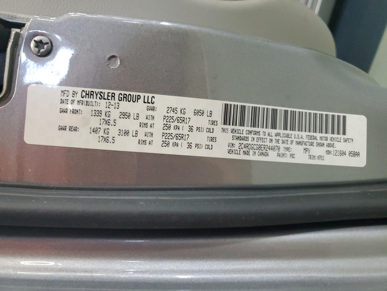 2014 Dodge Grand Caravan Sxt Silver vin: 2C4RDGCG8ER244070