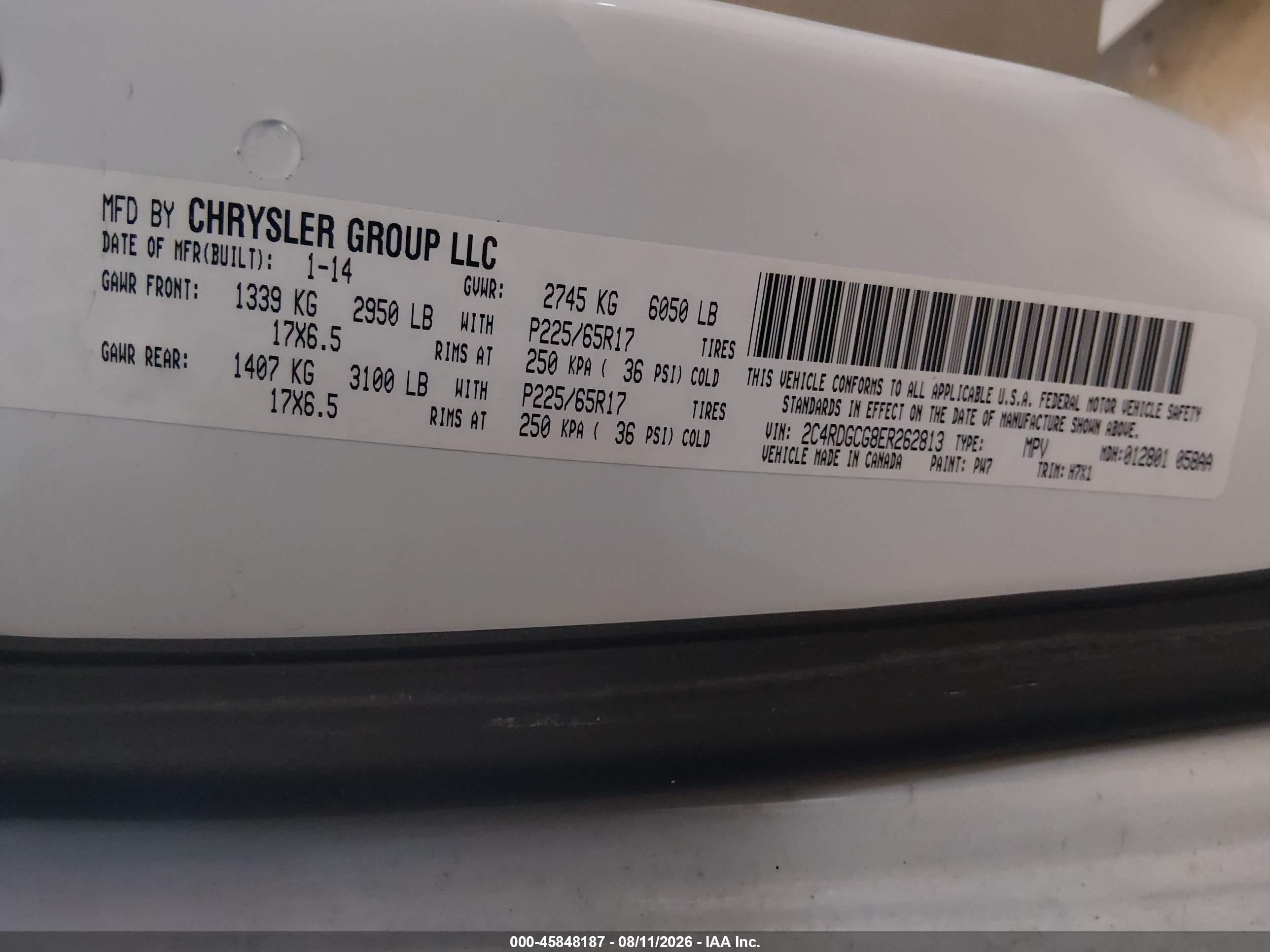 2014 Dodge Grand Caravan Sxt White vin: 2C4RDGCG8ER262813