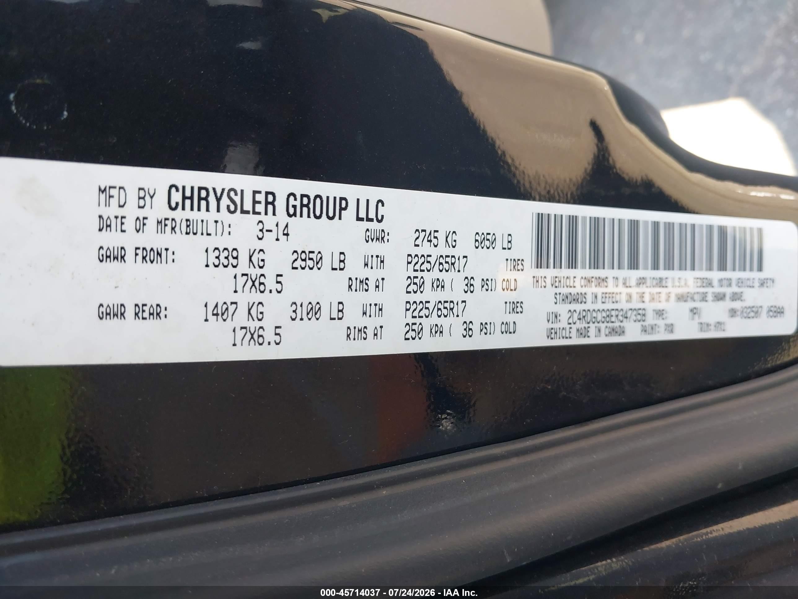 2014 Dodge Grand Caravan Sxt Черный vin: 2C4RDGCG8ER347358