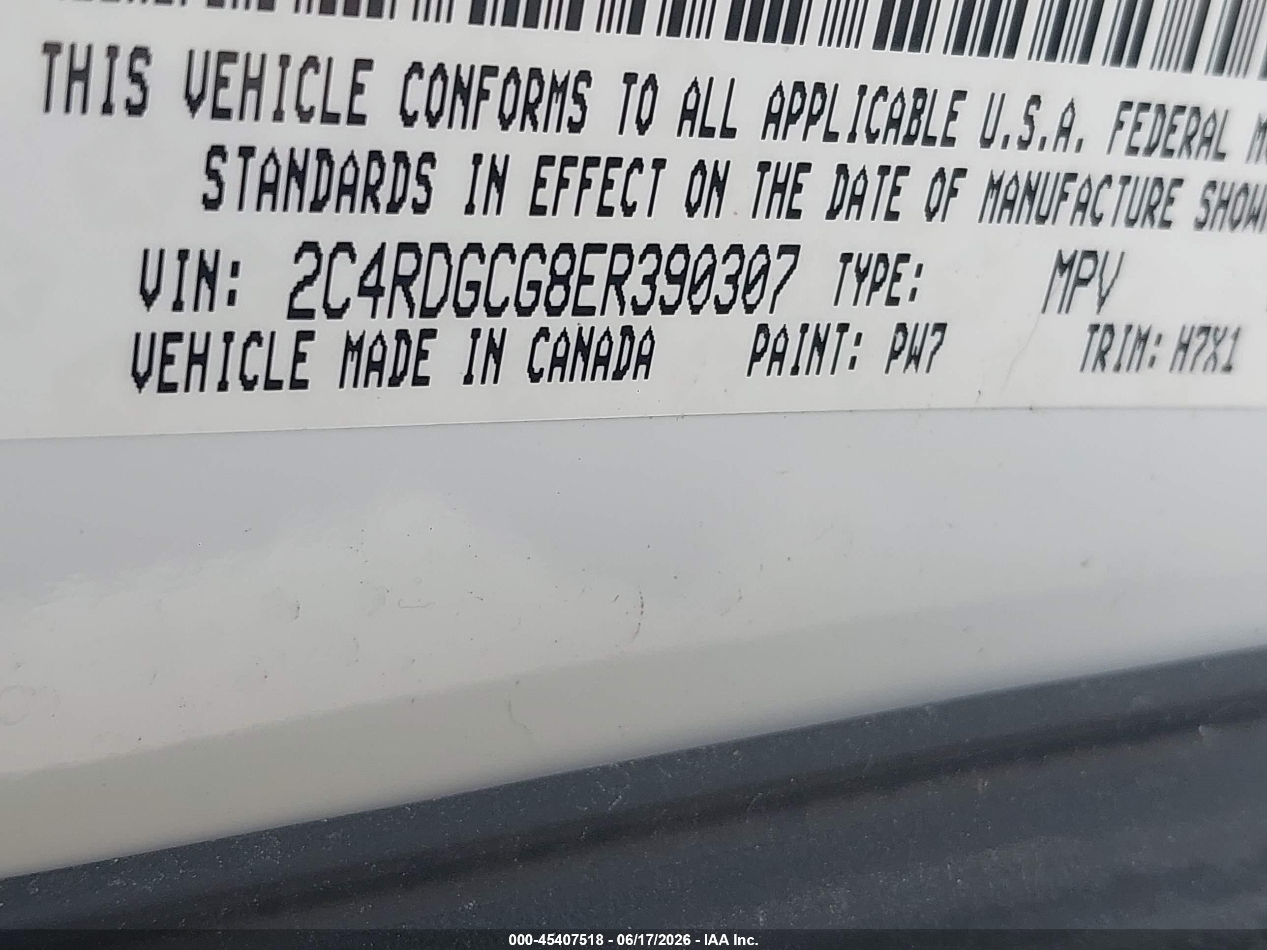 2014 Dodge Grand Caravan Sxt White vin: 2C4RDGCG8ER390307