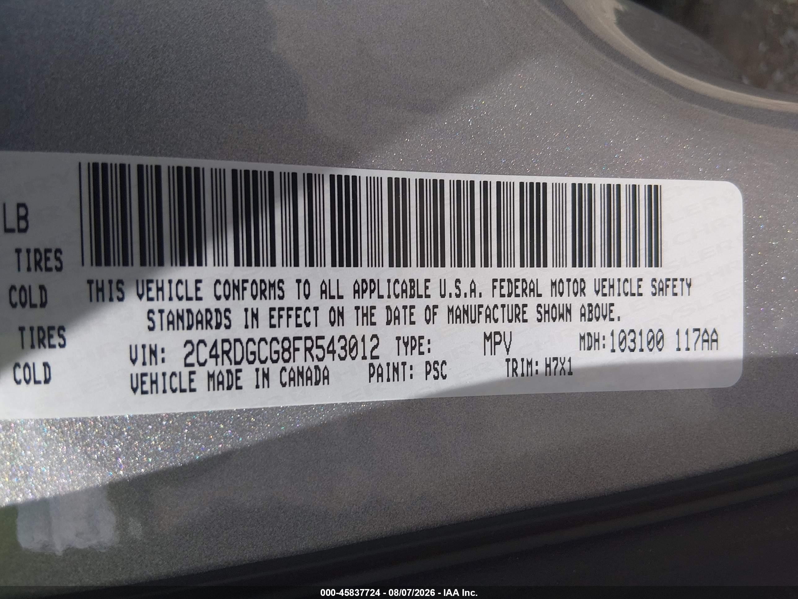 2015 Dodge Grand Caravan Sxt Silver vin: 2C4RDGCG8FR543012