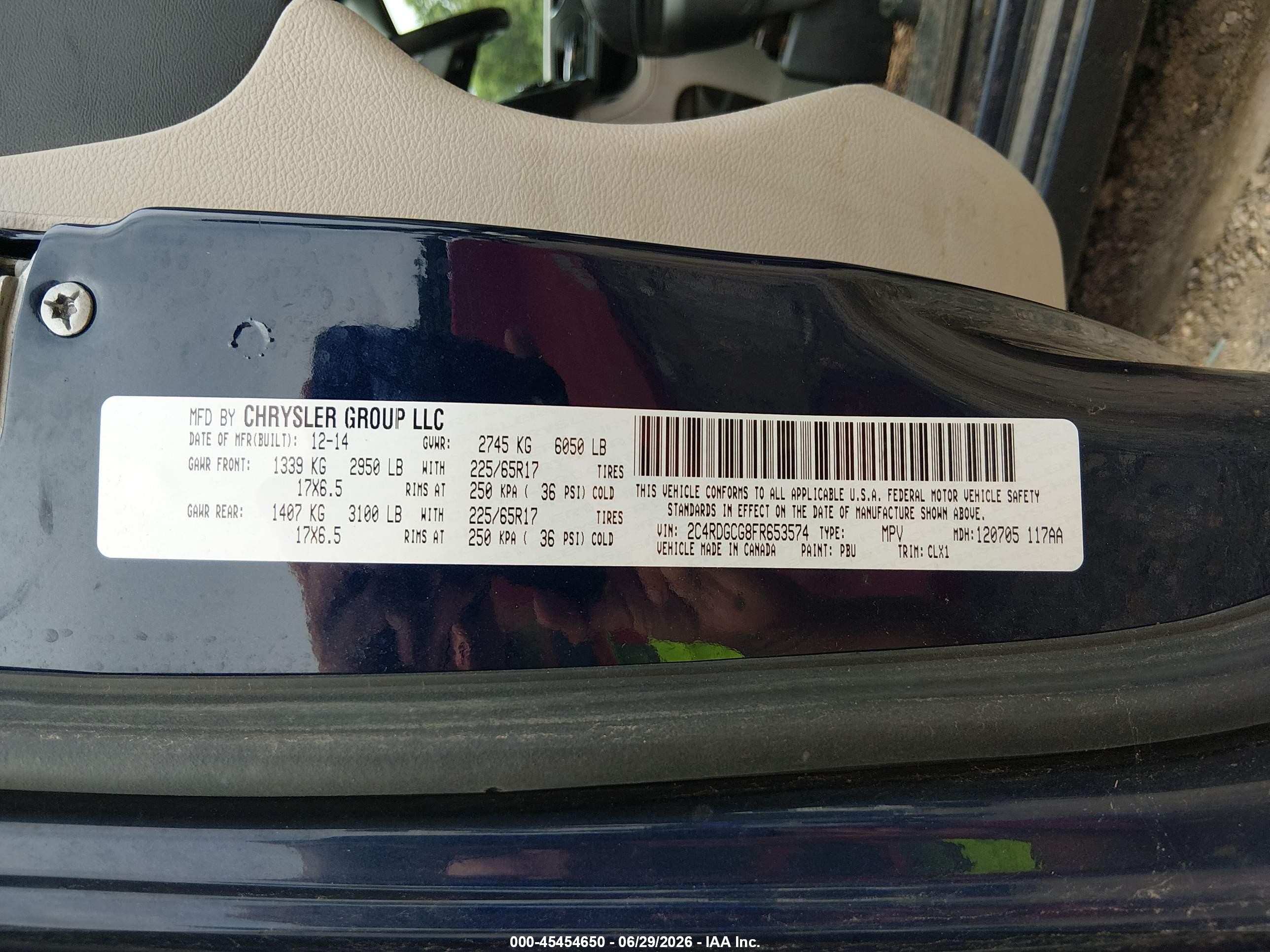 2015 Dodge Grand Caravan Sxt Plus Blue vin: 2C4RDGCG8FR653574