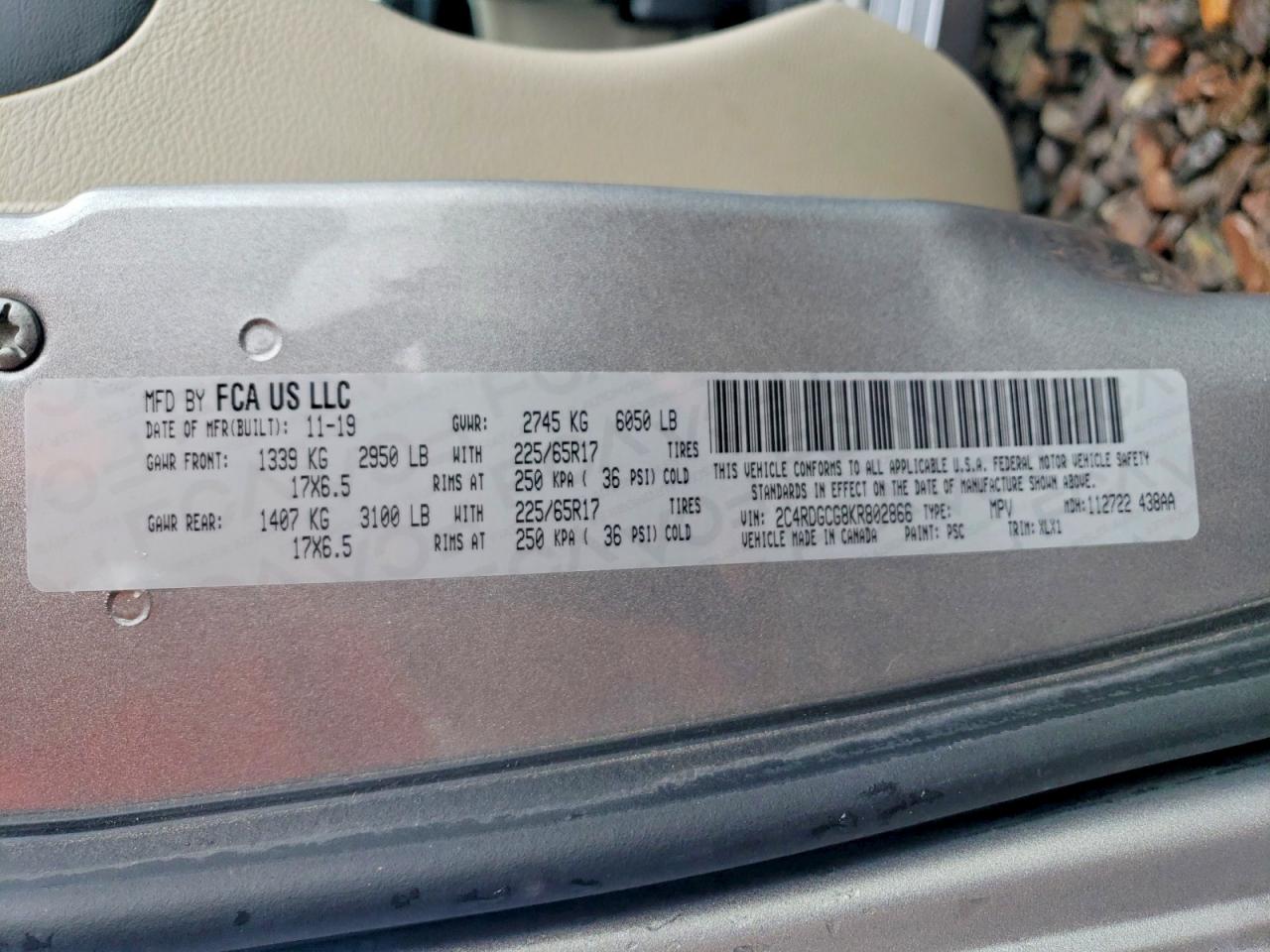 2019 Dodge Grand Caravan Sxt Gray vin: 2C4RDGCG8KR802866