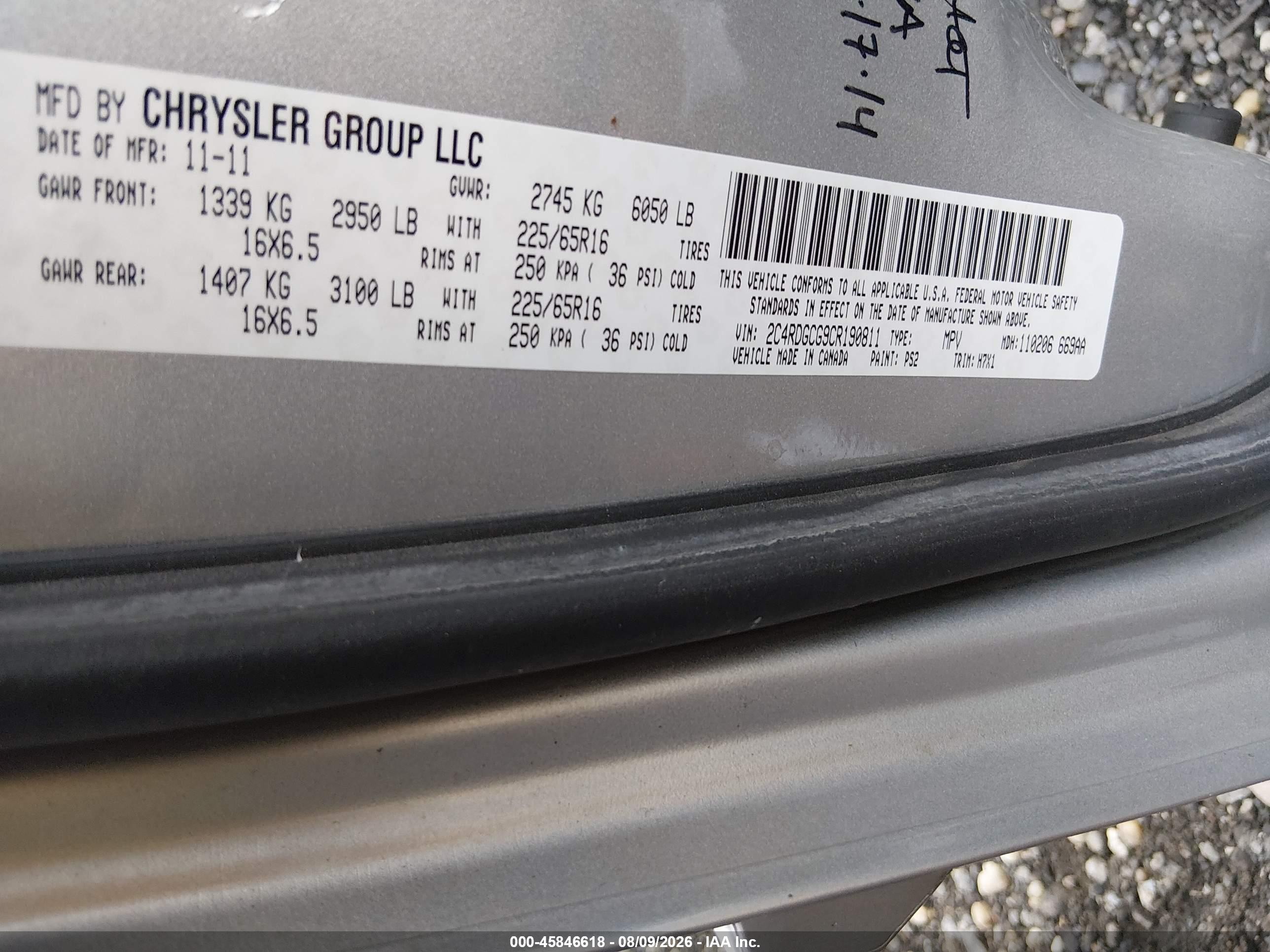 2012 Dodge Grand Caravan Sxt Серый vin: 2C4RDGCG9CR190811