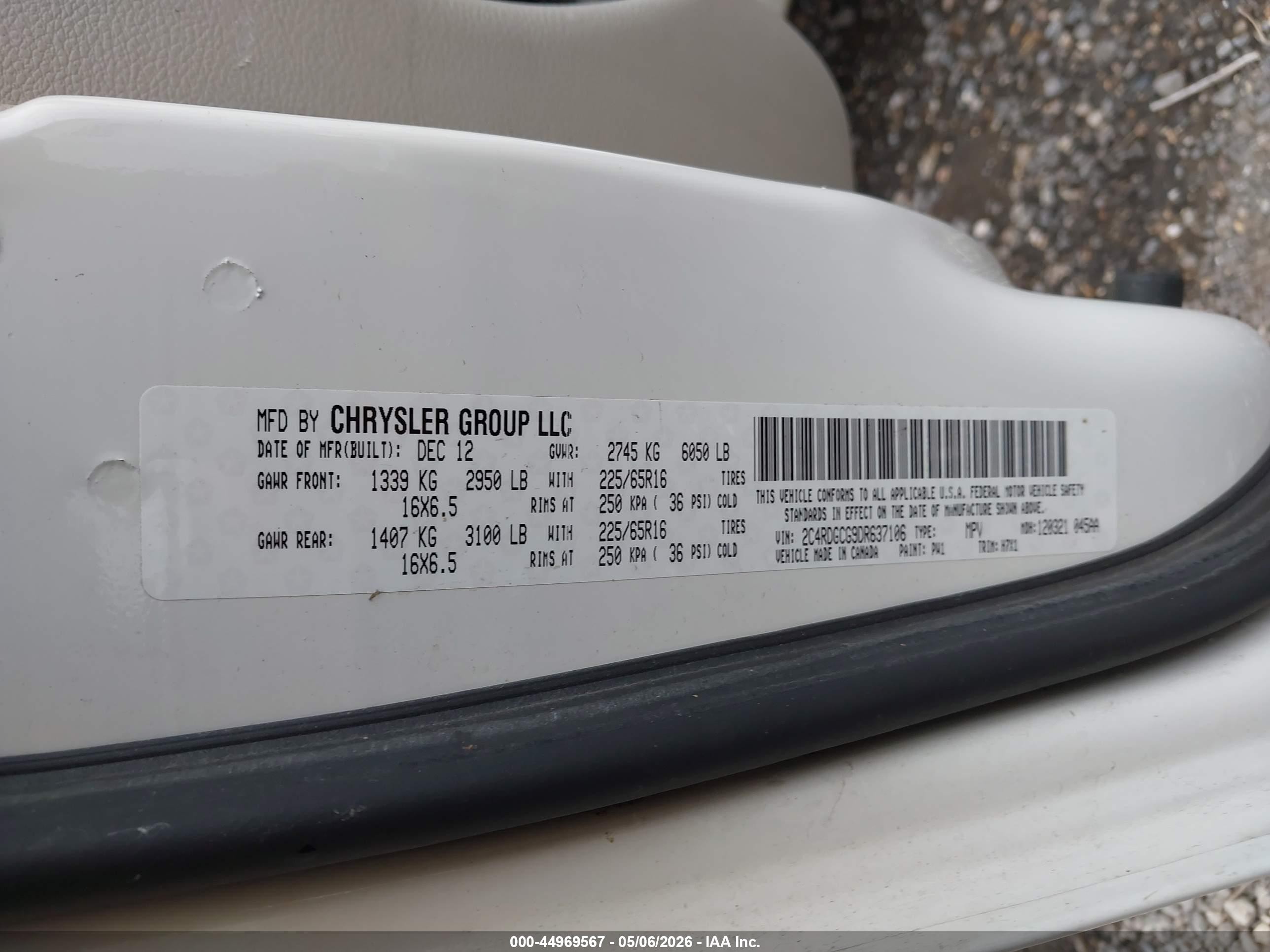 2013 Dodge Grand Caravan Sxt White vin: 2C4RDGCG9DR637106