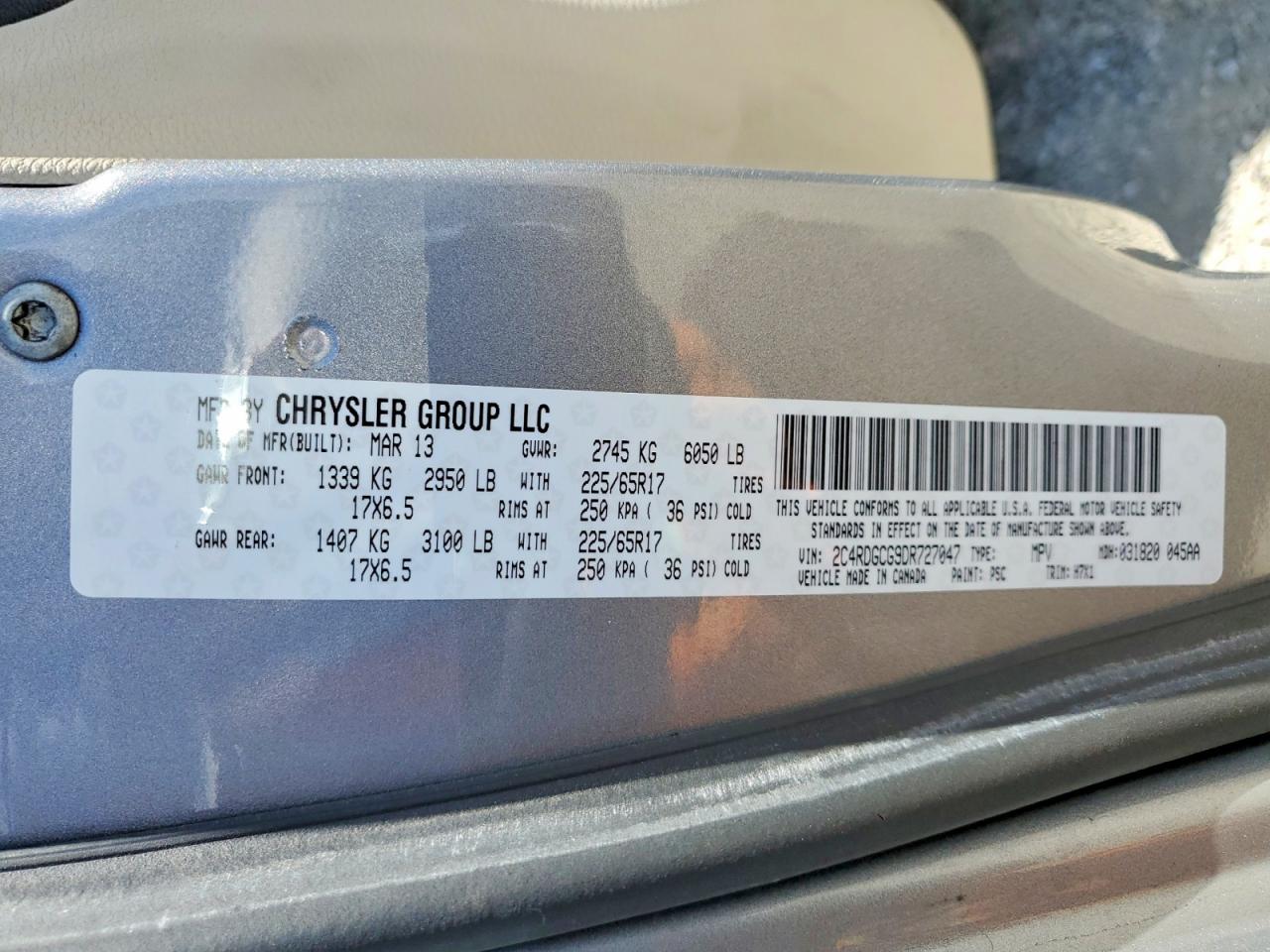 2013 Dodge Grand Caravan Sxt Gray vin: 2C4RDGCG9DR727047