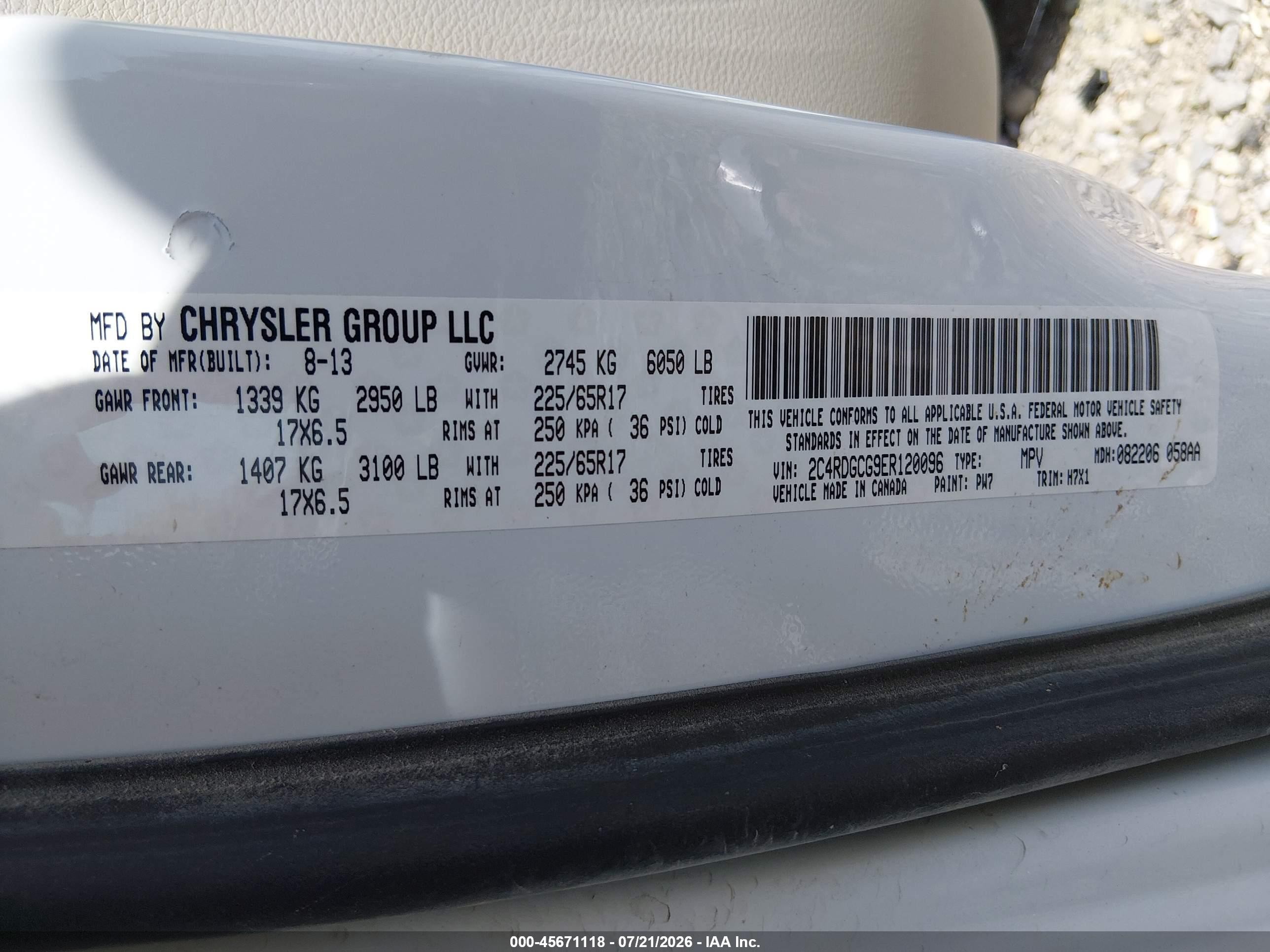 2014 Dodge Grand Caravan Sxt Белый vin: 2C4RDGCG9ER120096