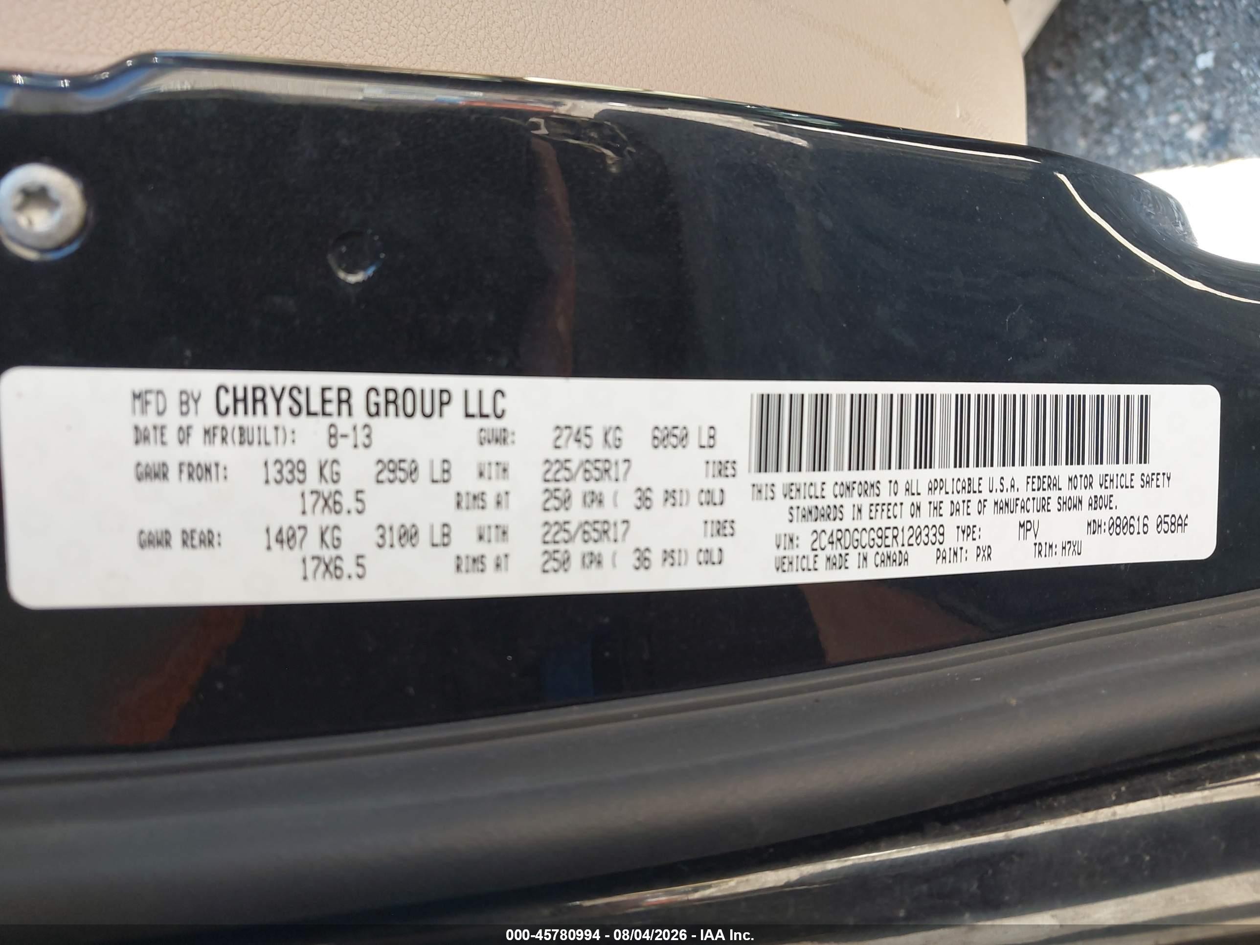 2014 Dodge Grand Caravan Sxt Black vin: 2C4RDGCG9ER120339