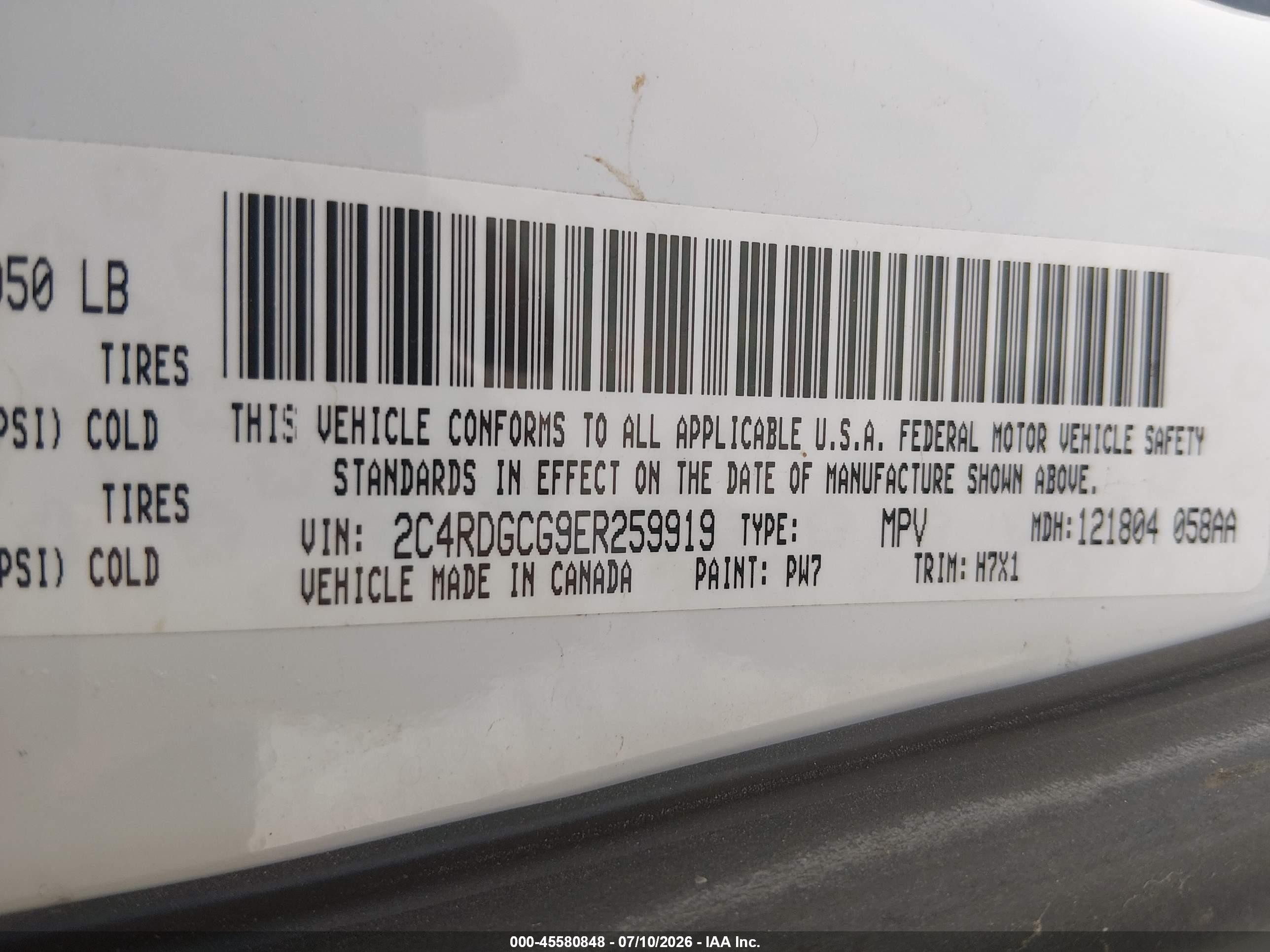 2014 Dodge Grand Caravan Sxt Белый vin: 2C4RDGCG9ER259919