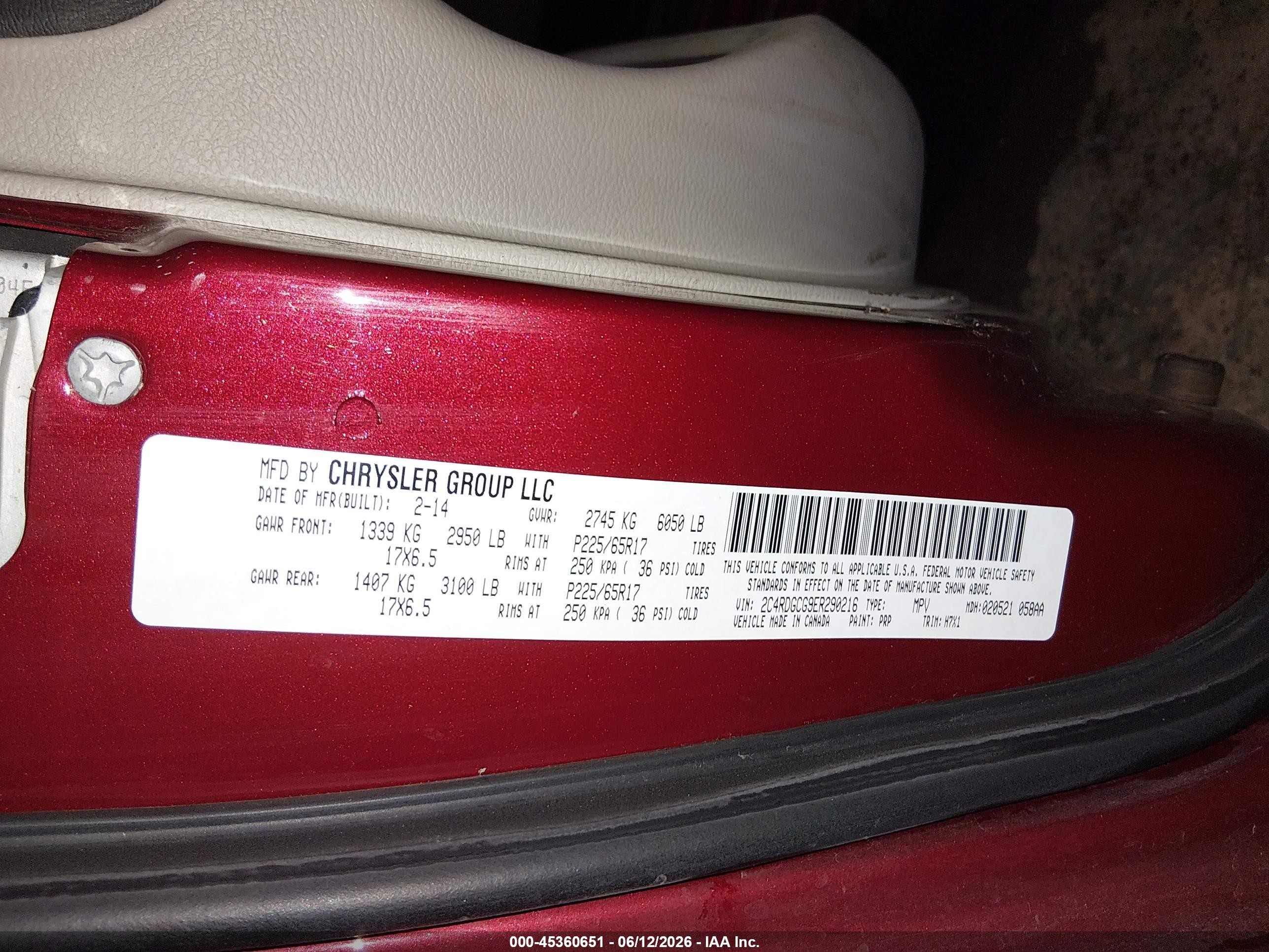 2014 Dodge Grand Caravan Sxt Red vin: 2C4RDGCG9ER290216