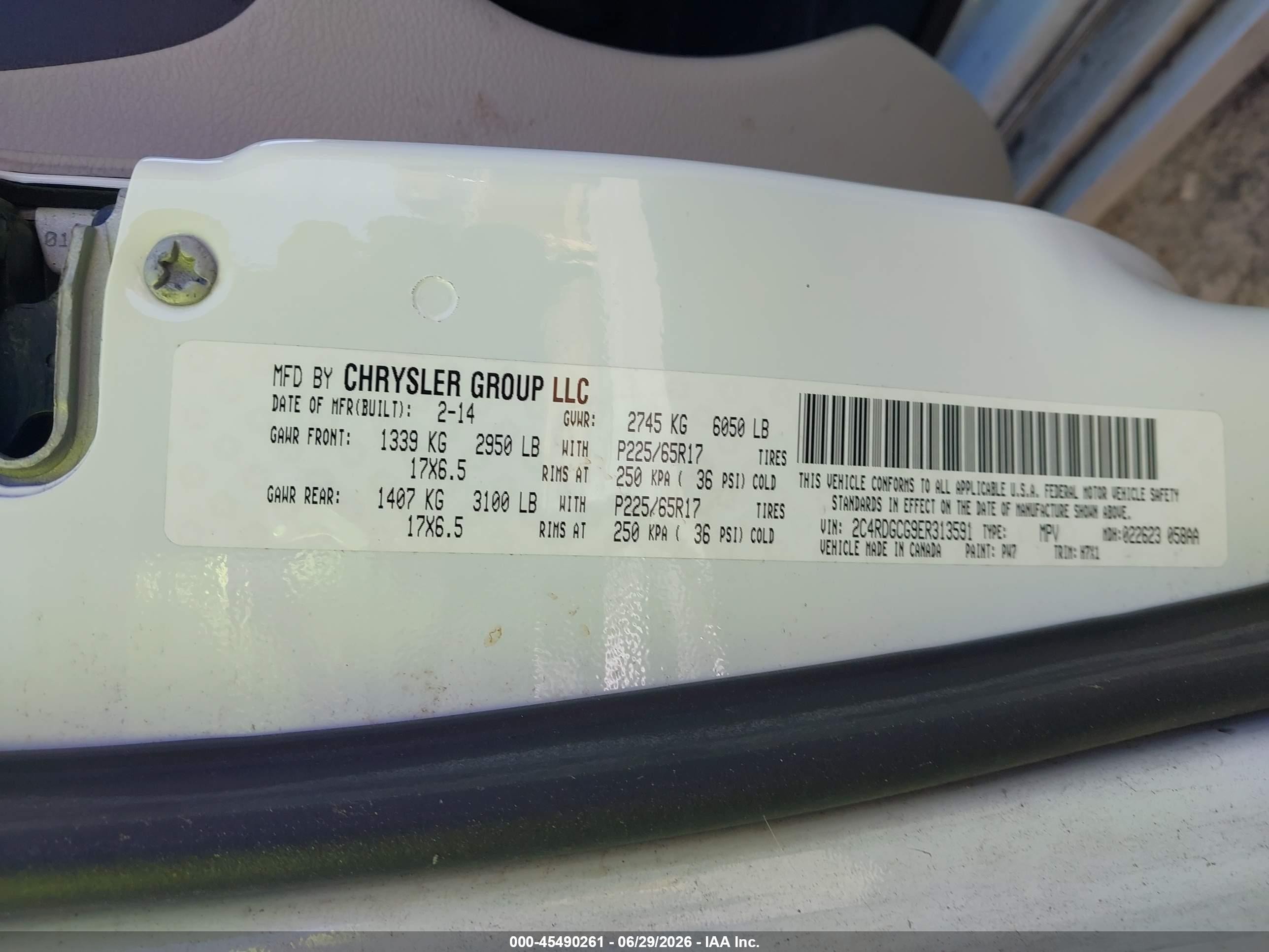 2014 Dodge Grand Caravan Sxt White vin: 2C4RDGCG9ER313591