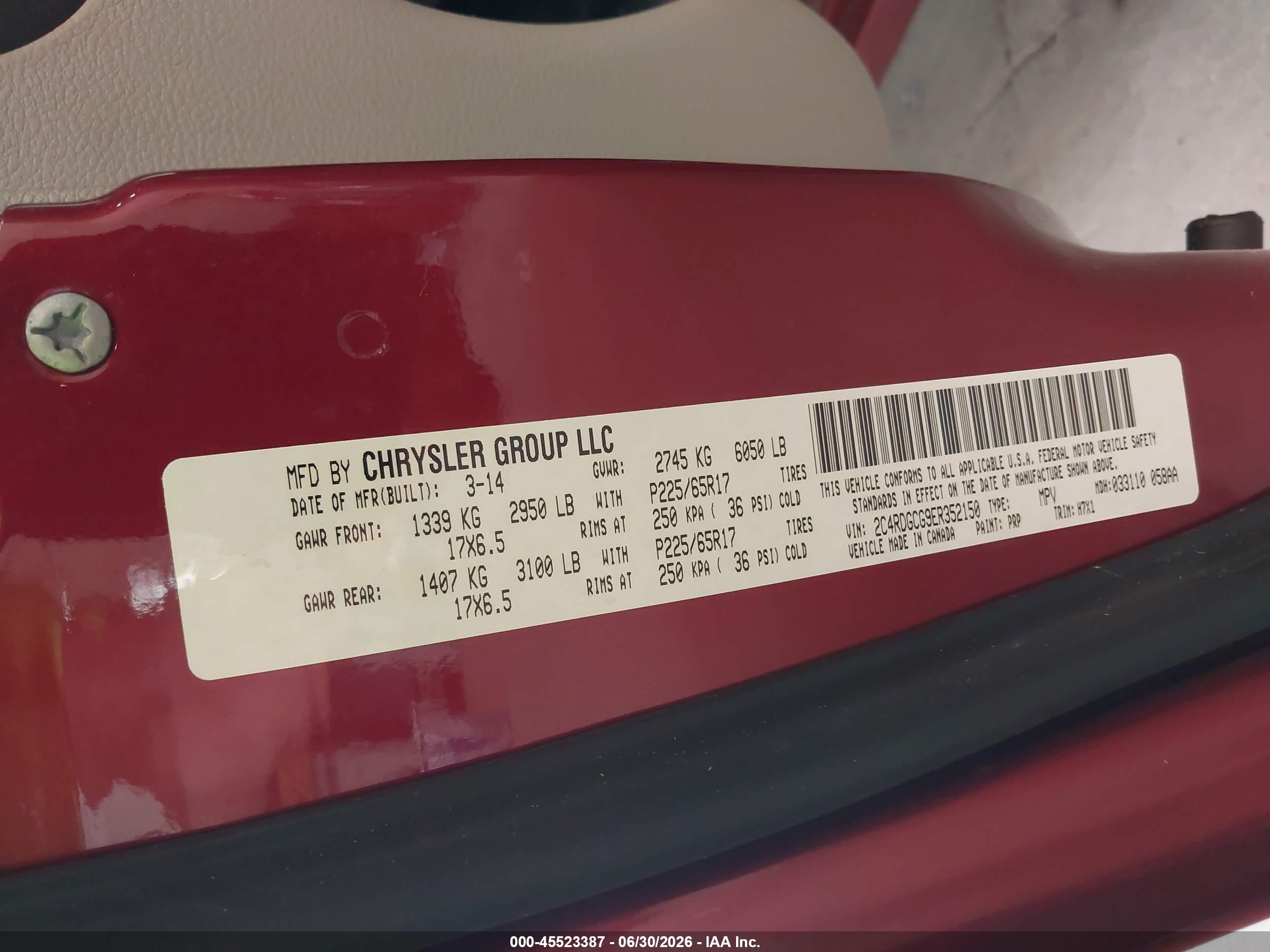 2014 Dodge Grand Caravan Sxt Maroon vin: 2C4RDGCG9ER352150