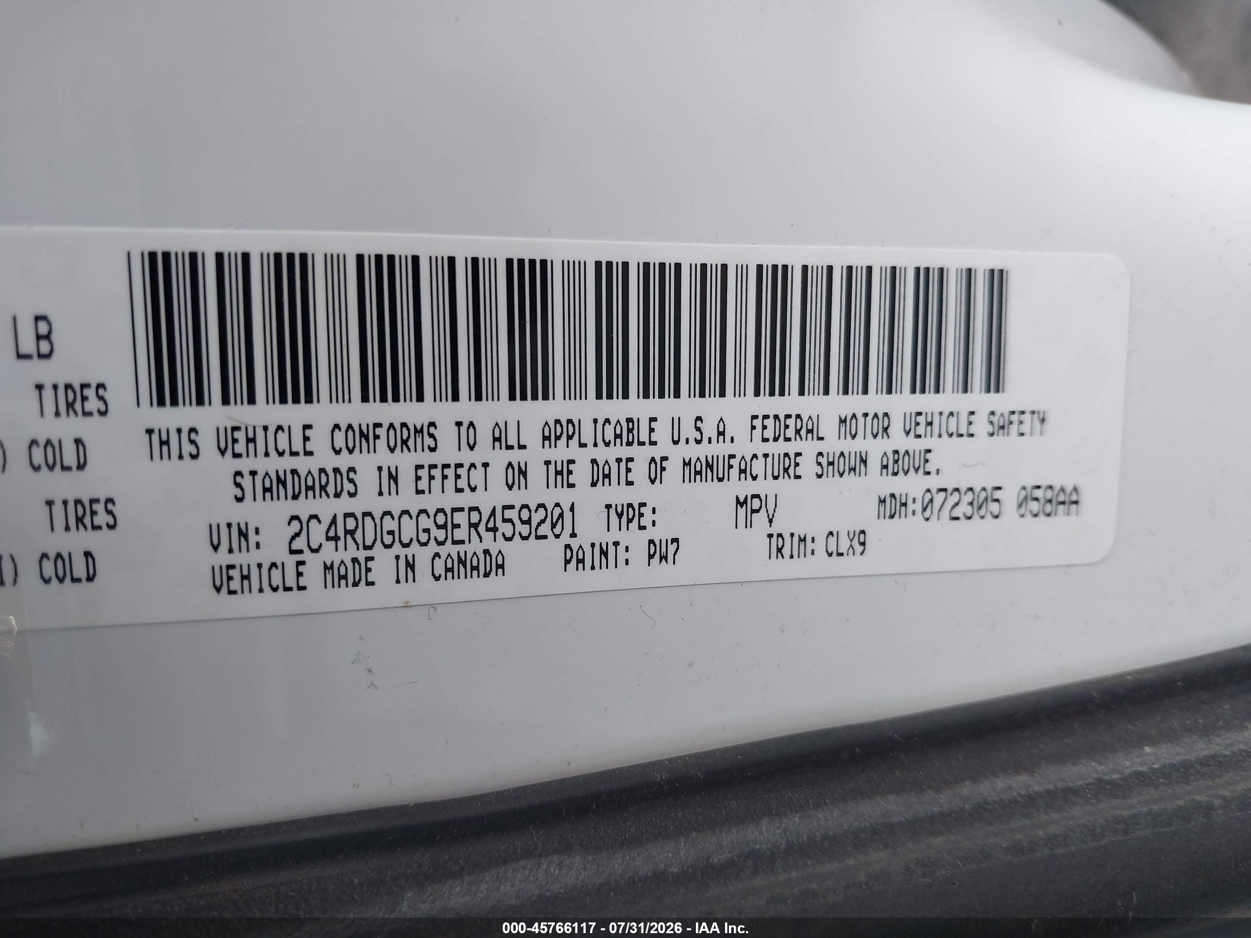 2014 Dodge Grand Caravan Sxt White vin: 2C4RDGCG9ER459201