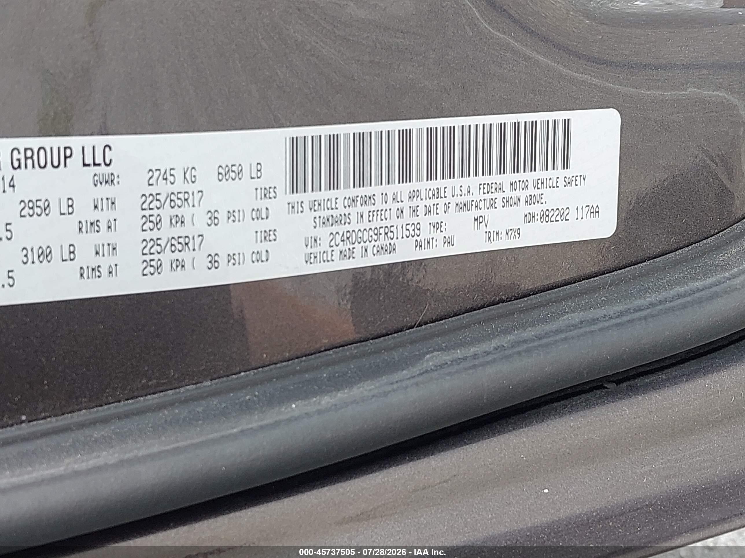 2015 Dodge Grand Caravan Sxt Gray vin: 2C4RDGCG9FR511539