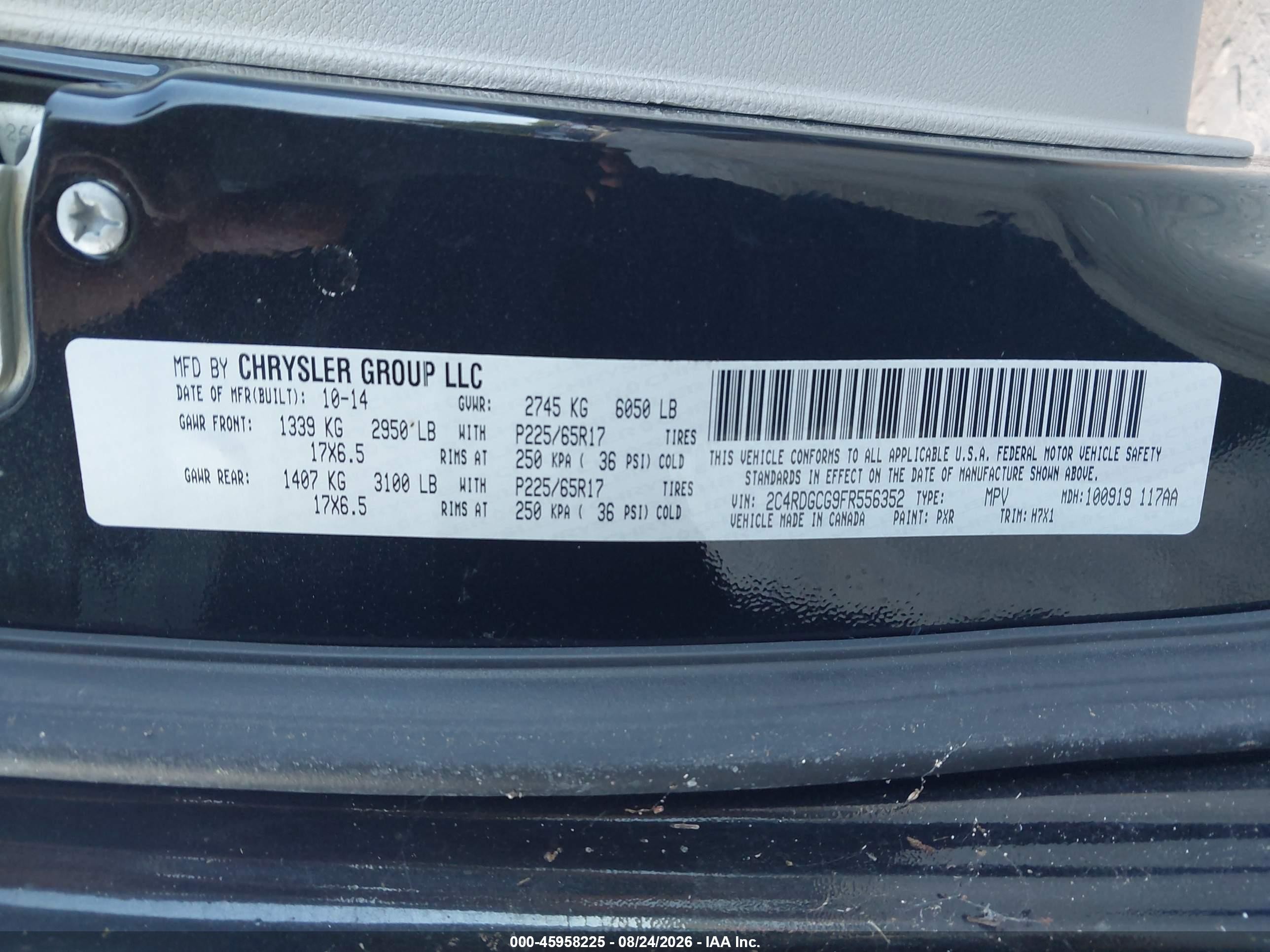 2015 Dodge Grand Caravan Sxt Black vin: 2C4RDGCG9FR556352