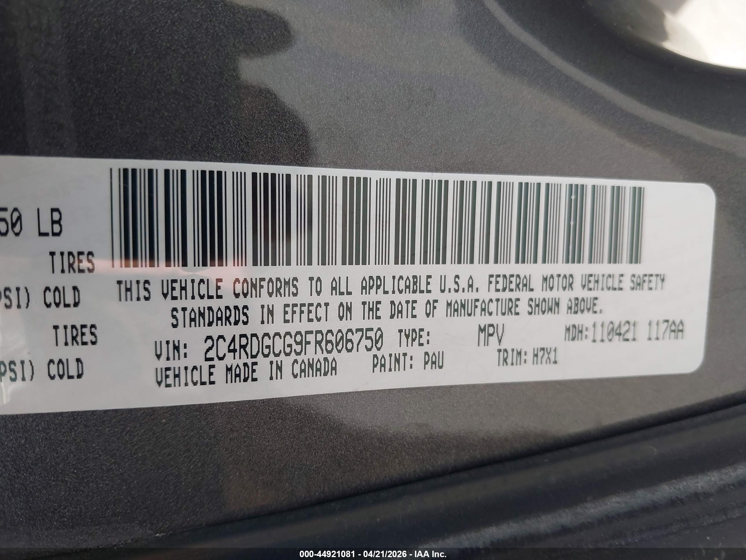 2015 Dodge Grand Caravan Sxt Серый vin: 2C4RDGCG9FR606750