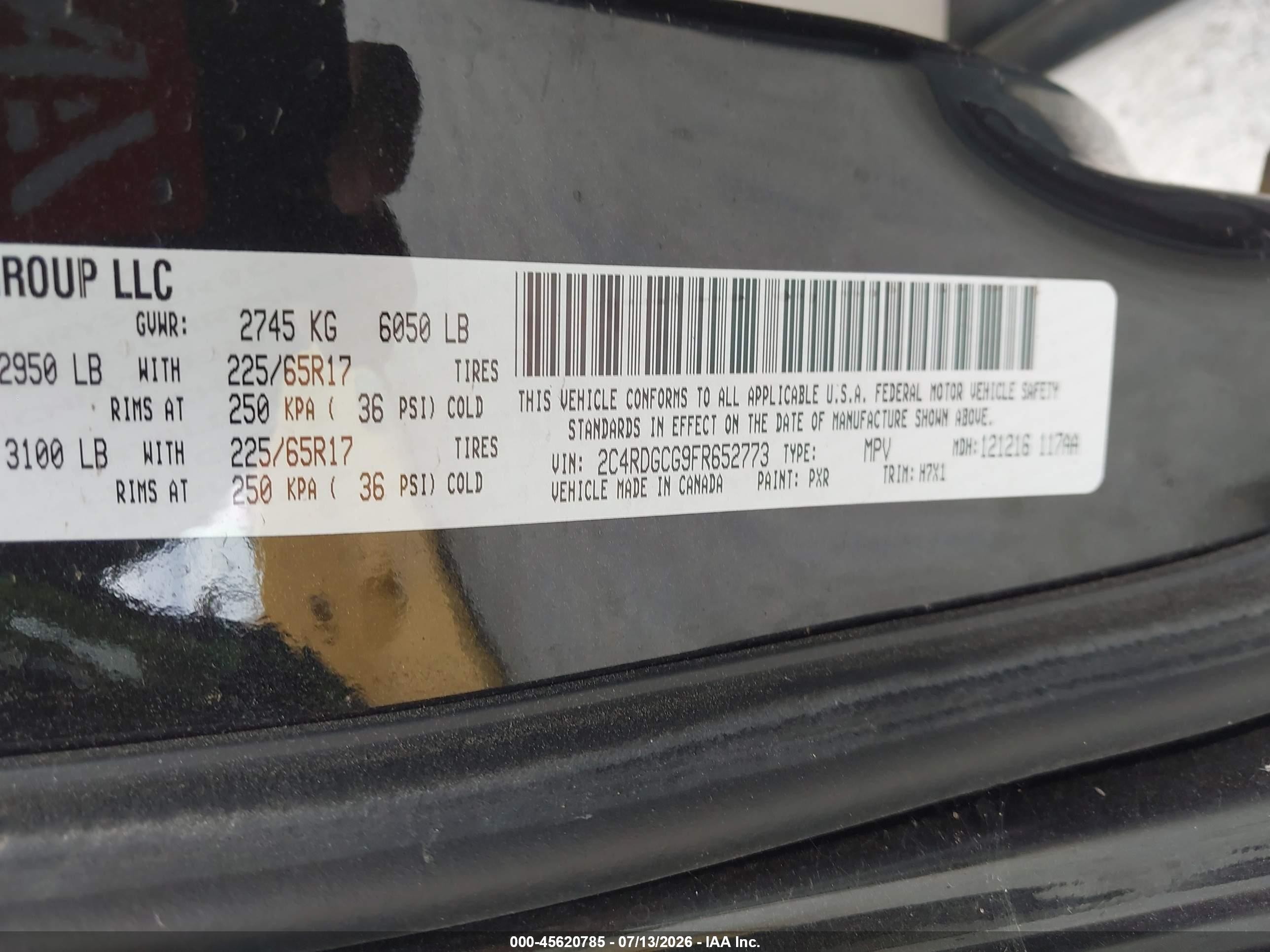 2015 Dodge Grand Caravan Sxt Black vin: 2C4RDGCG9FR652773