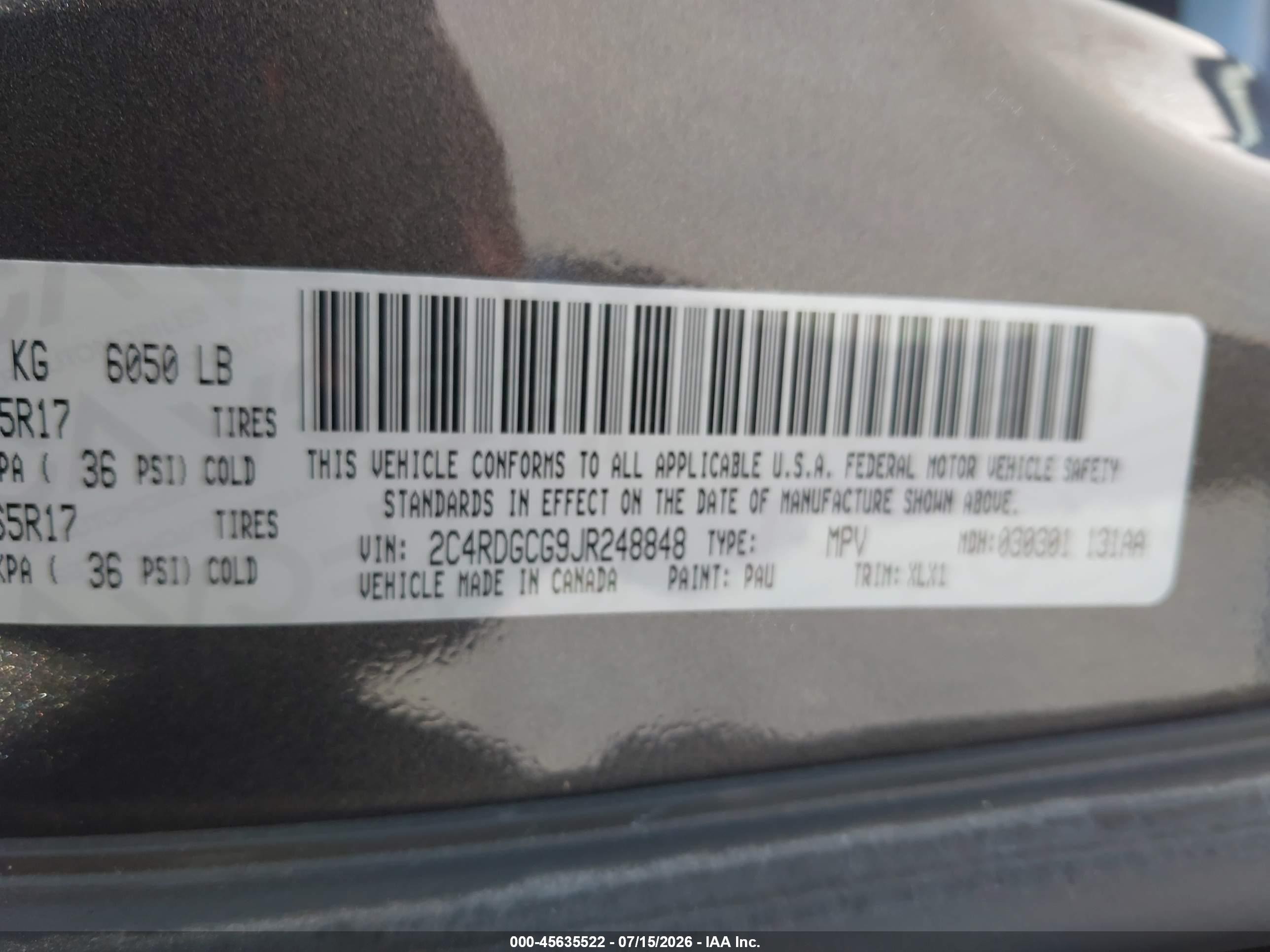 2018 Dodge Grand Caravan Sxt Gray vin: 2C4RDGCG9JR248848