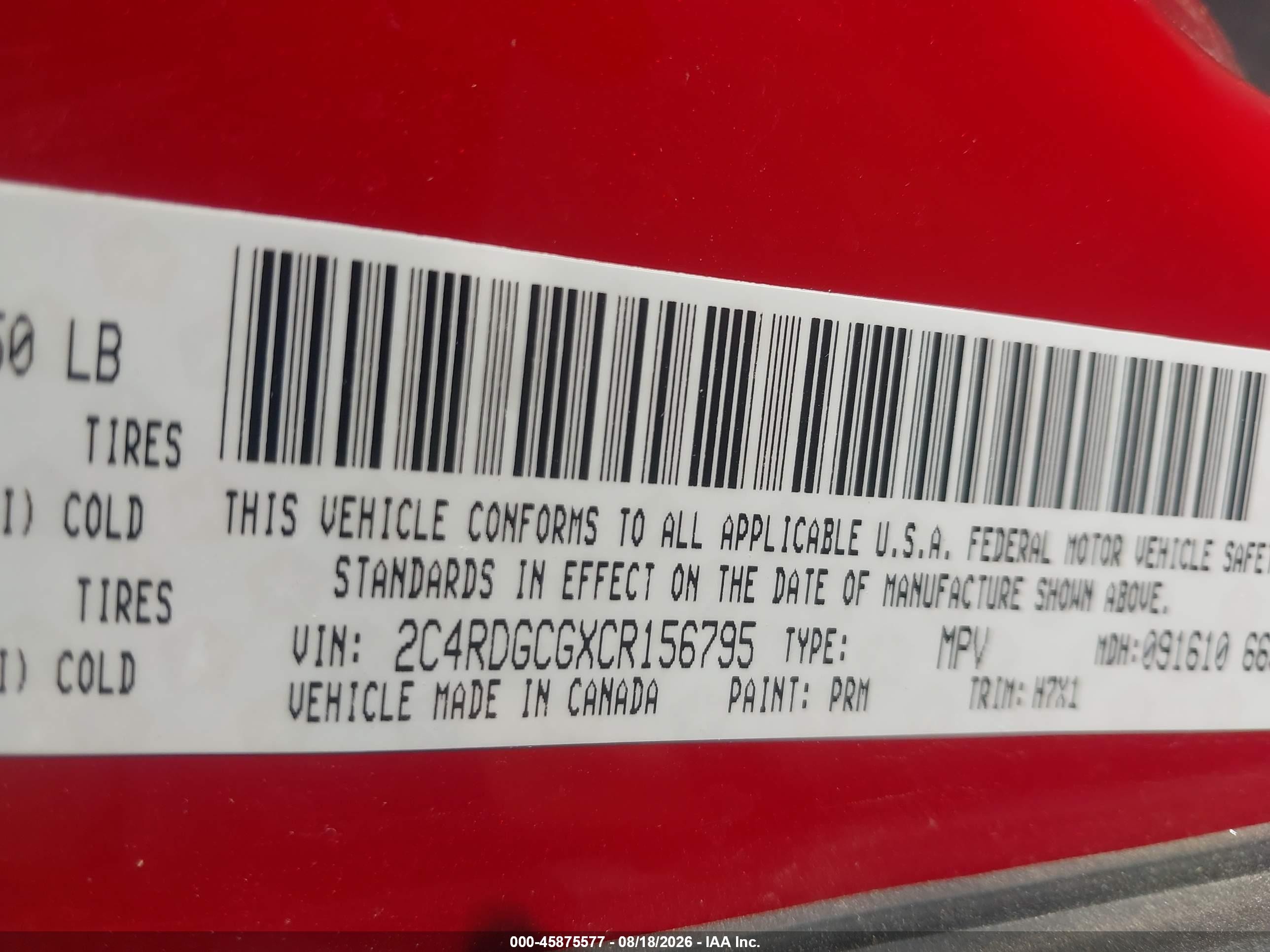 2012 Dodge Grand Caravan Sxt Red vin: 2C4RDGCGXCR156795