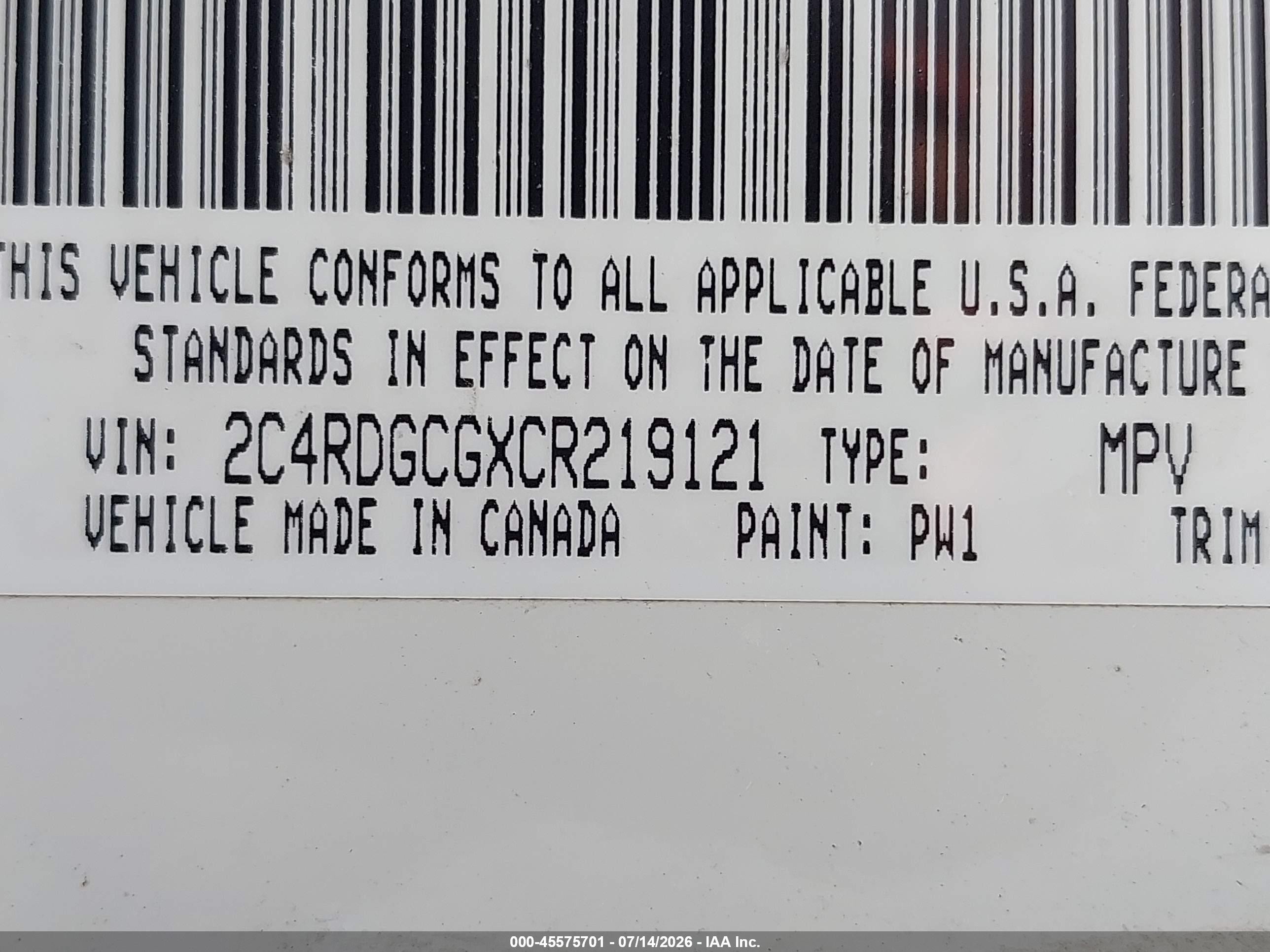 2012 Dodge Grand Caravan Sxt White vin: 2C4RDGCGXCR219121