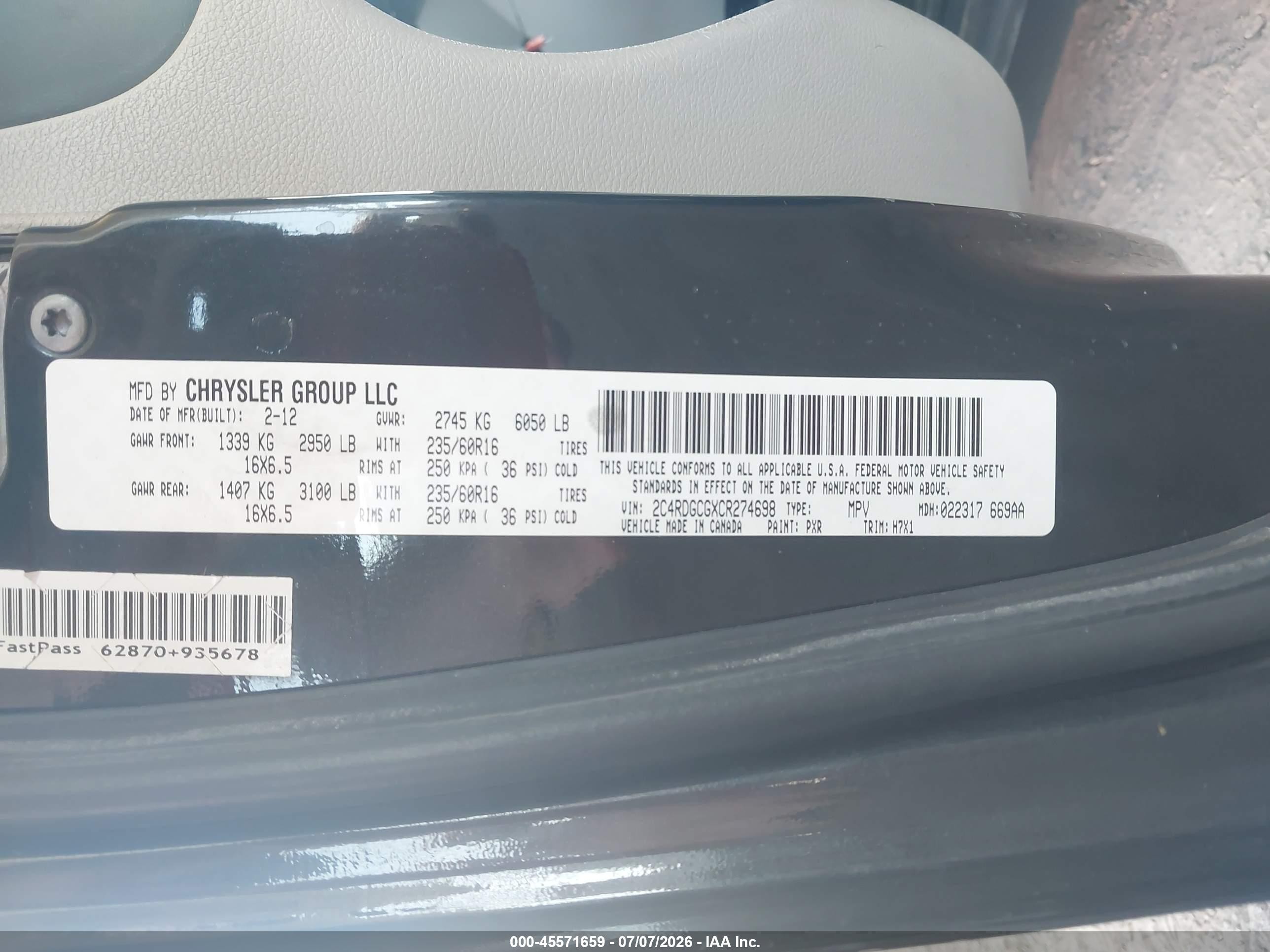 2012 Dodge Grand Caravan Sxt Black vin: 2C4RDGCGXCR274698