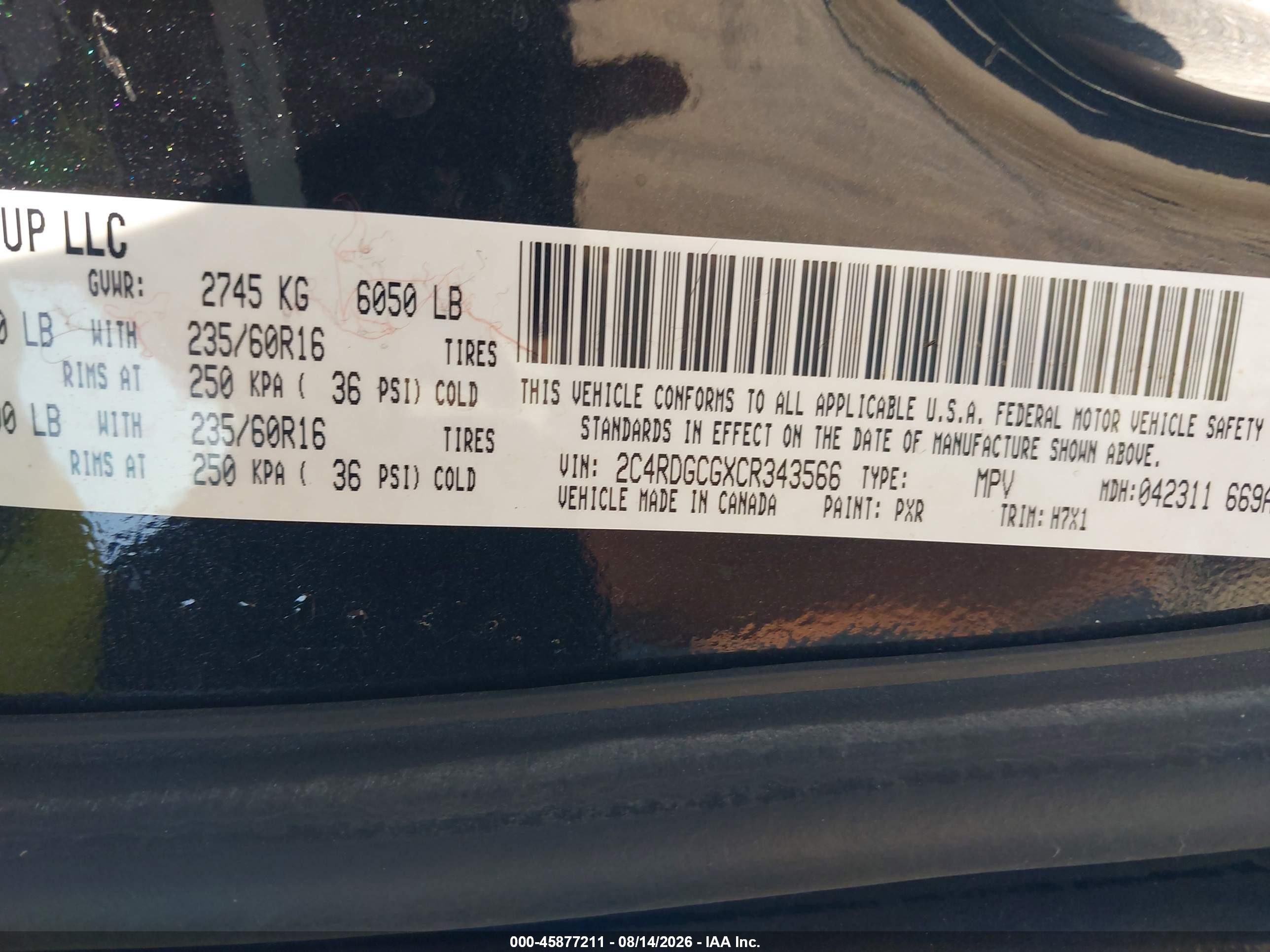 2012 Dodge Grand Caravan Sxt Black vin: 2C4RDGCGXCR343566