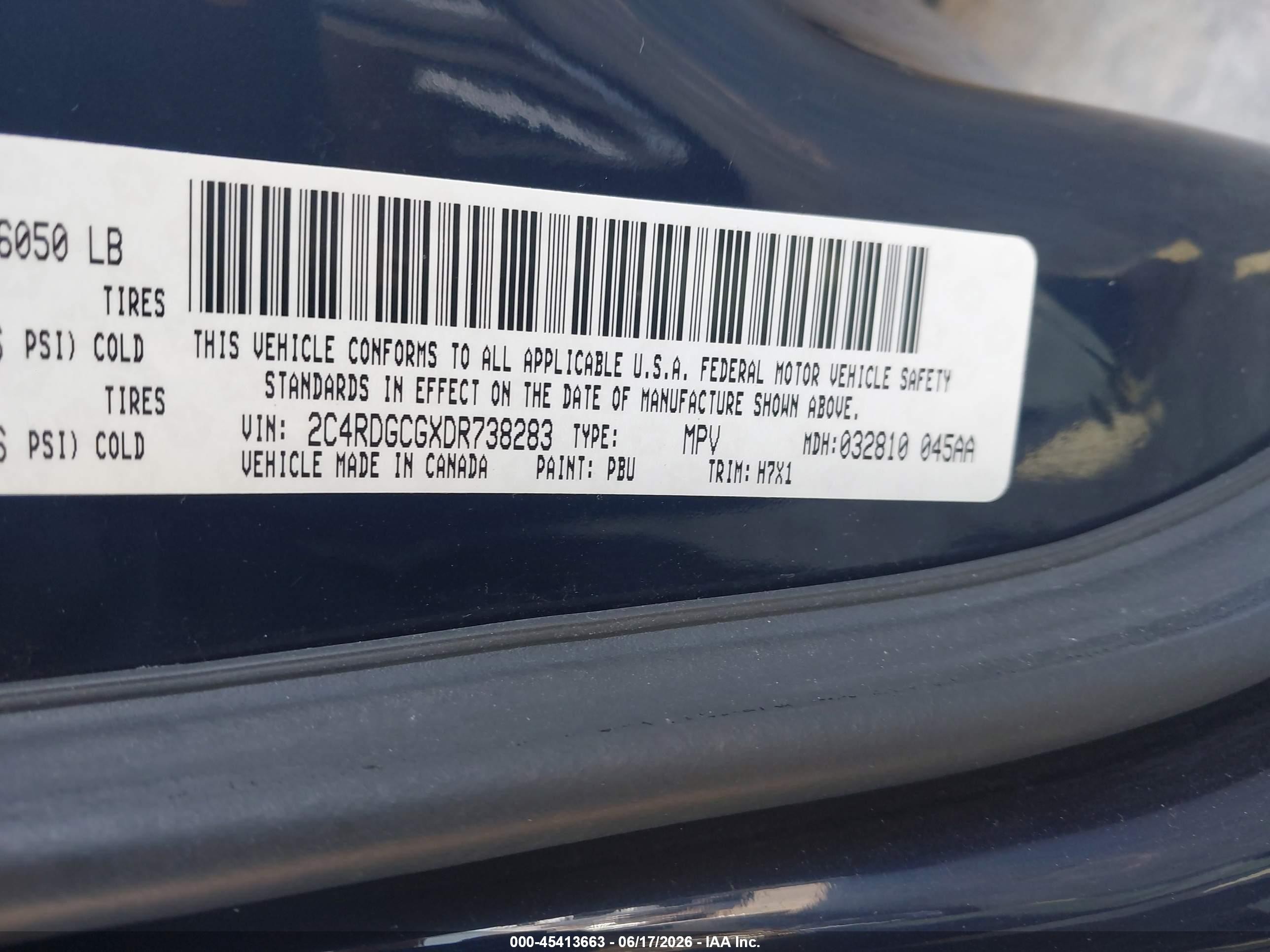 2013 Dodge Grand Caravan Sxt Dark Blue vin: 2C4RDGCGXDR738283