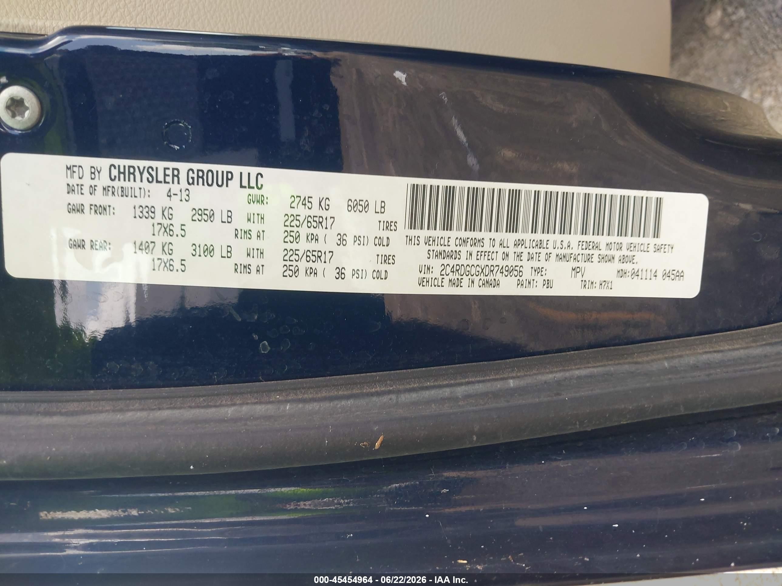 2013 Dodge Grand Caravan Sxt Blue vin: 2C4RDGCGXDR749056